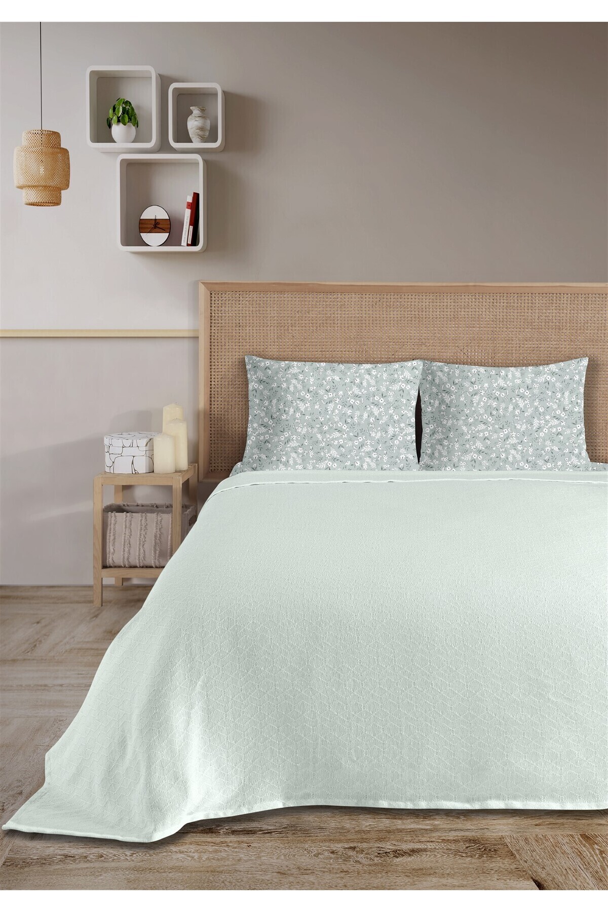 Evim-100% Cotton Olivia Blue Double Pique Set 200 X 230 cm 2
