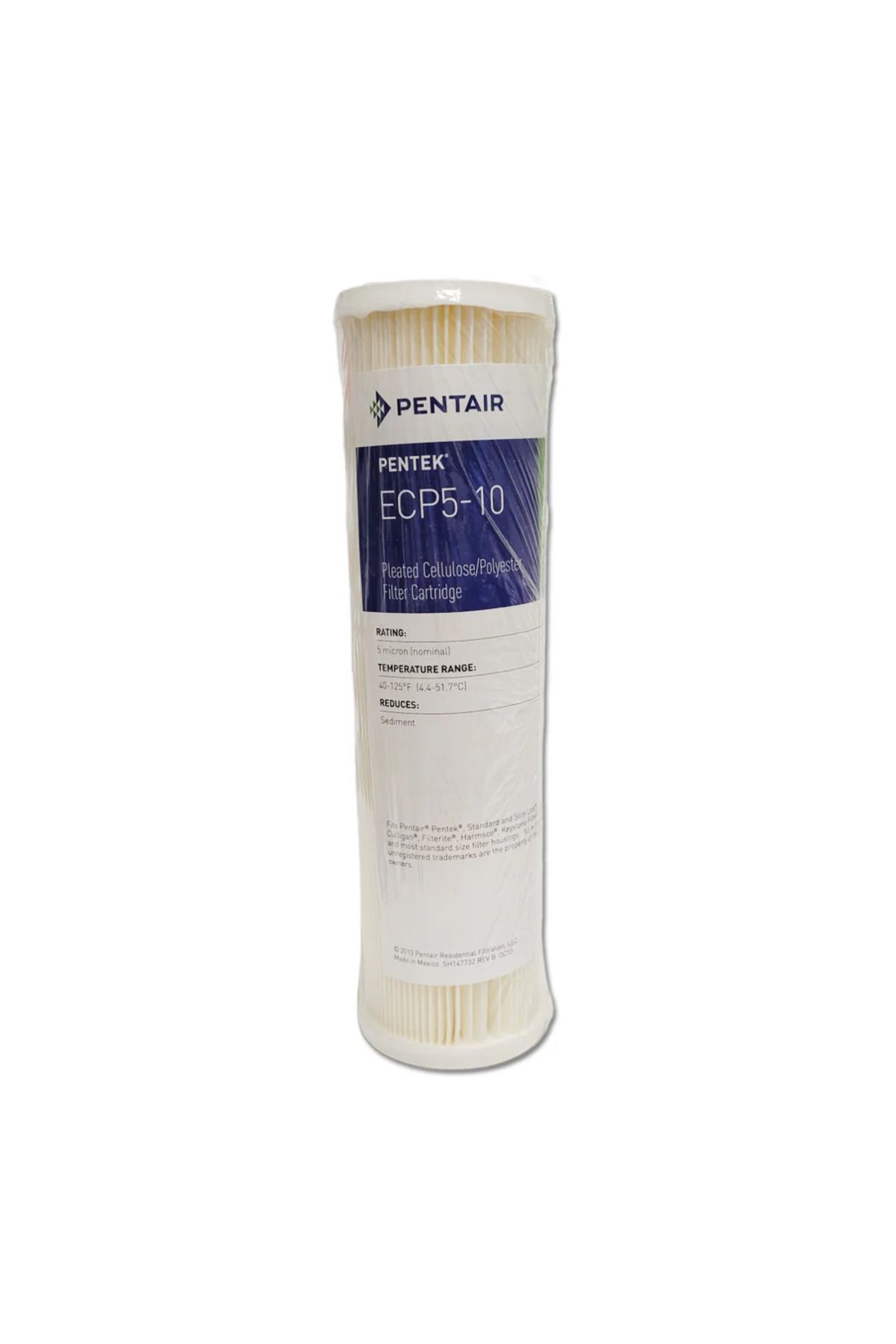 Pentek ECP5-10 10" inç 5 Mikron Yelpaze (Pliseli) Pileli Polyester Filtre Kartuşu