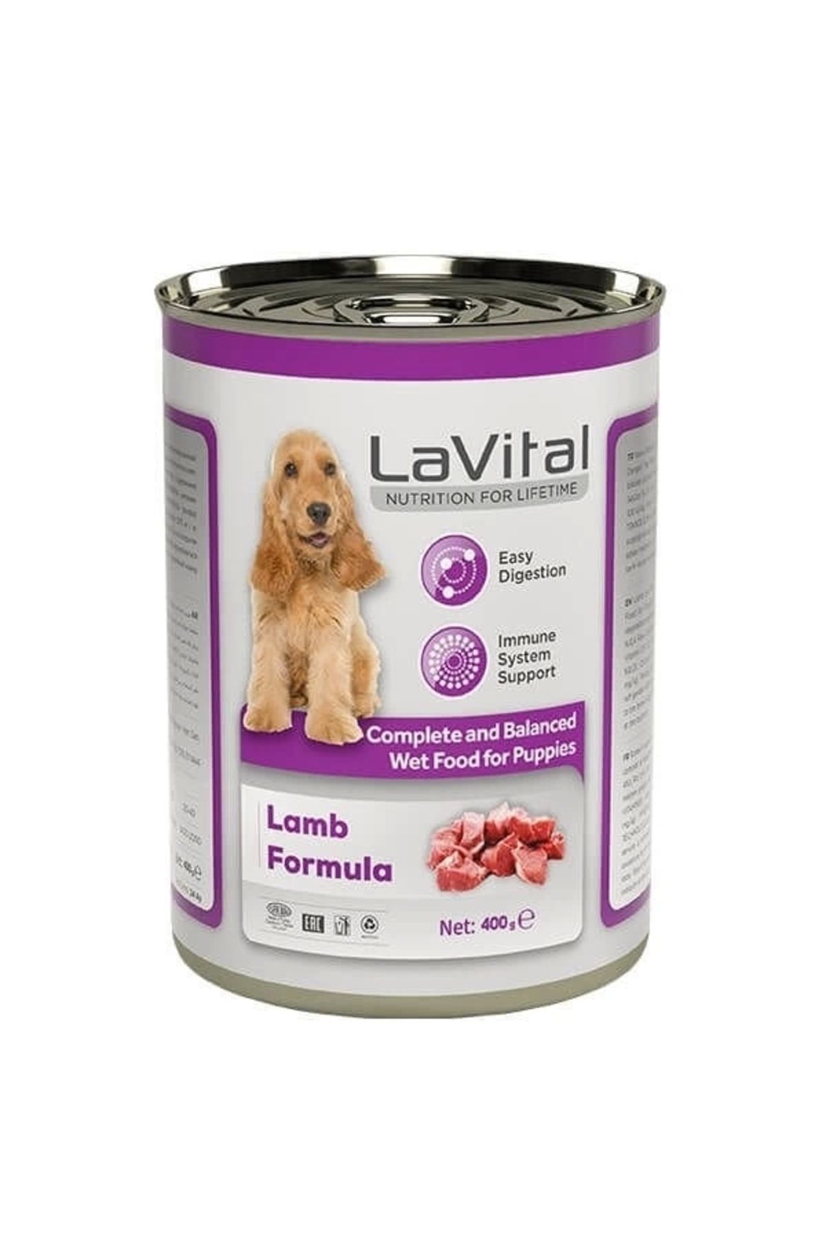 YNT İthalat Lavital Puppy Kuzulu Bağışıklık Sistemi Destekleyici Yavru Köpek Konservesi 400 Gr