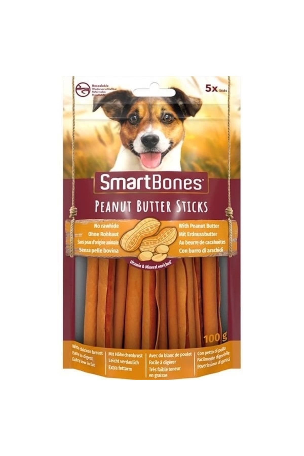 YNT İthalat Smart Bones Fıstık Ezmeli Sticks Köpek Ödülü 5 Adet 100 Gr