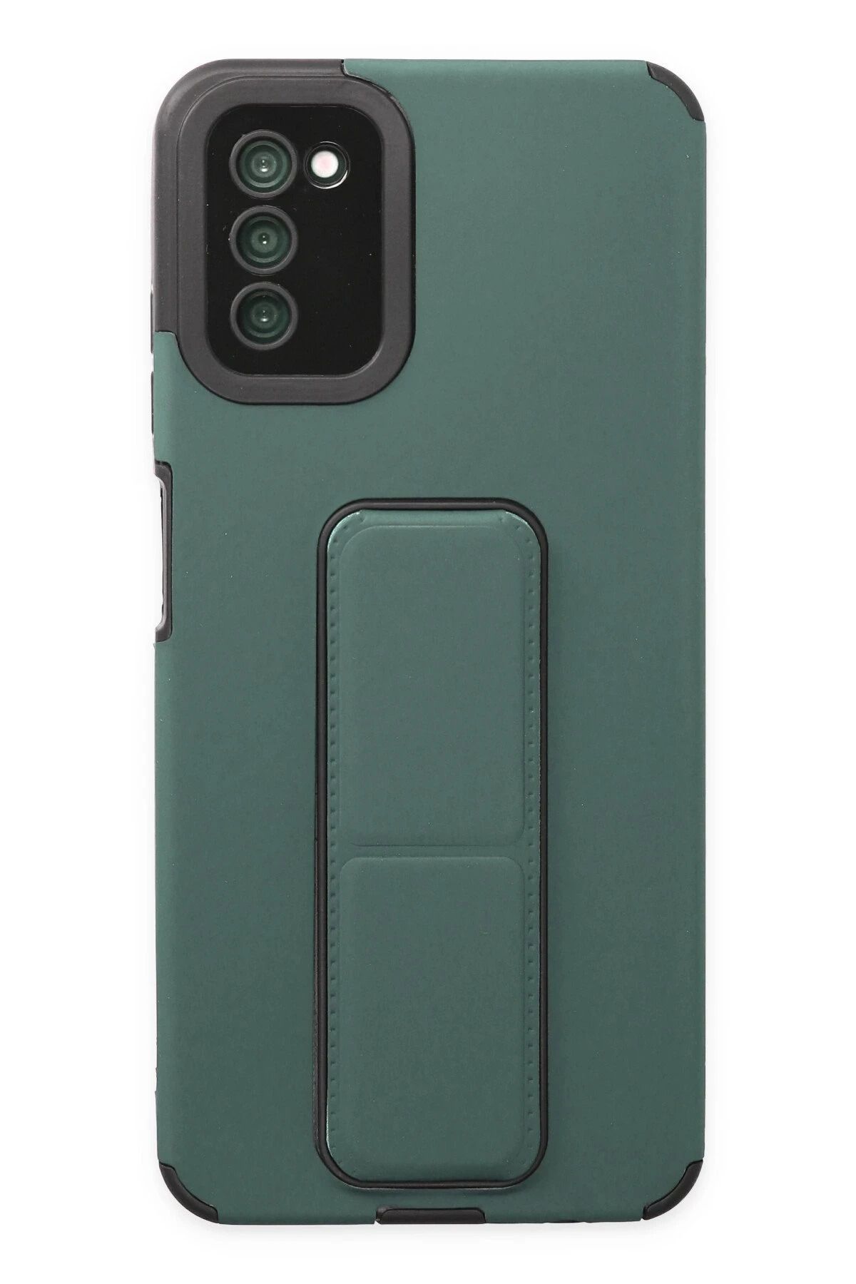 NewFace Samsung Galaxy A03S Kılıf Mega Standlı Silikon - Yeşil FERRG