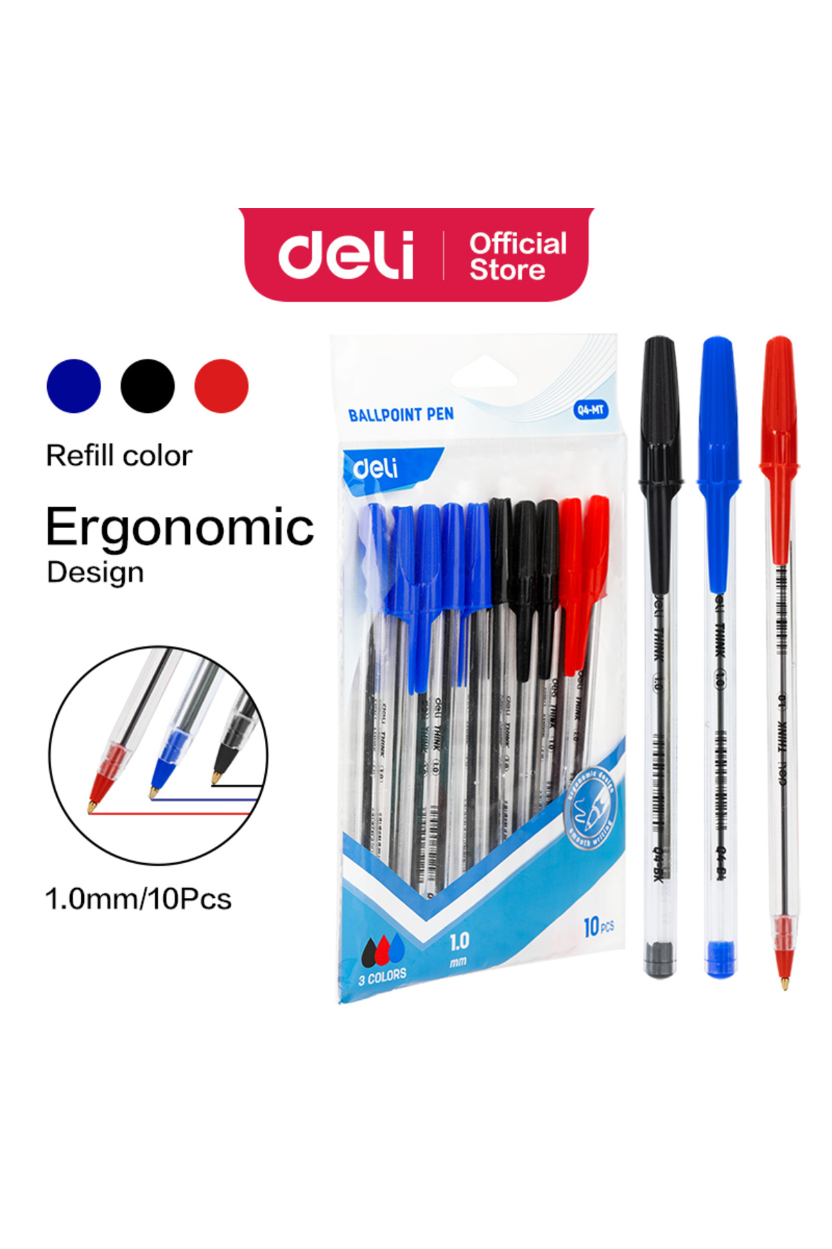 Deli قلم حبر جاف مساعد EQ4-MT