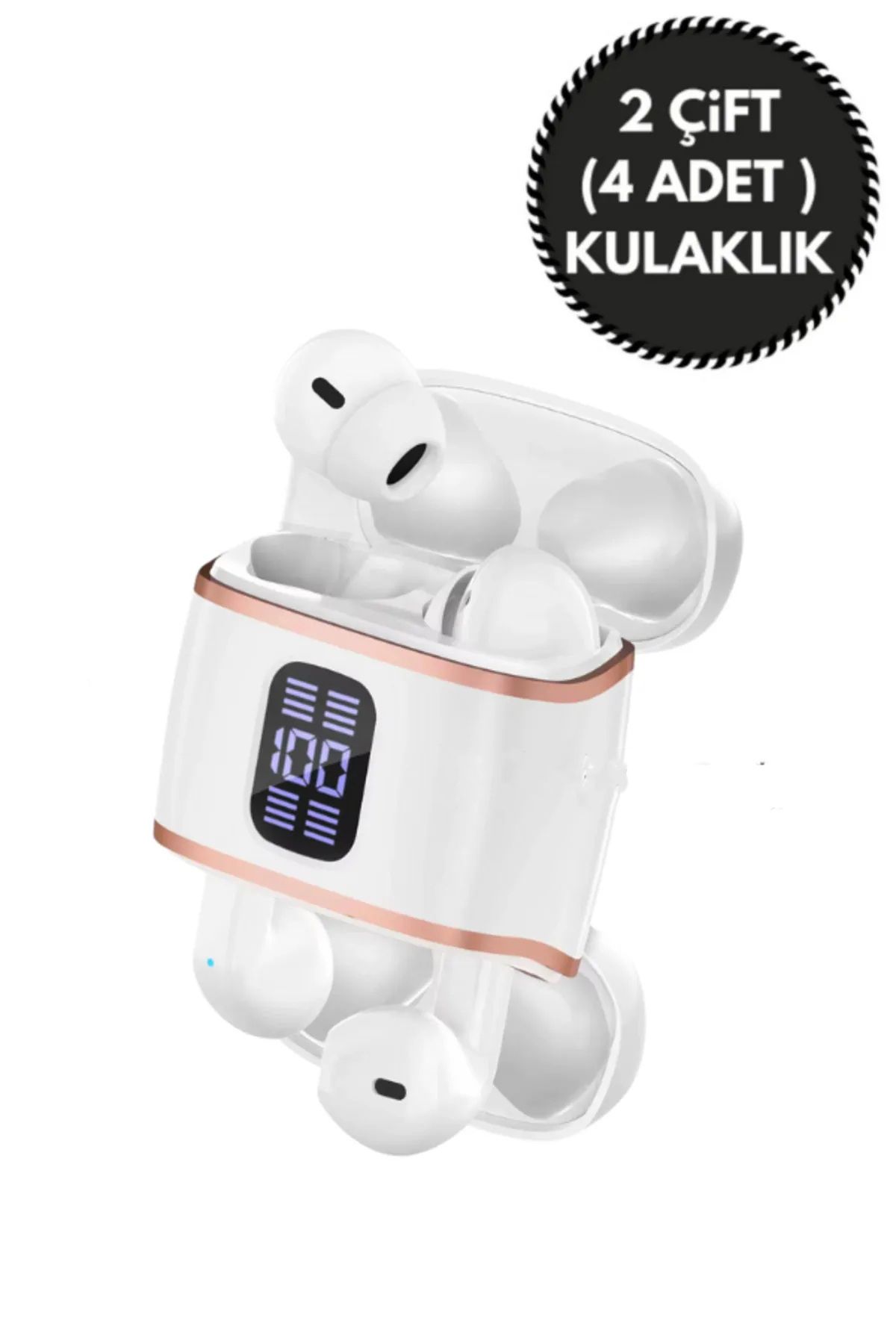 TECHNOMEN Çift Kulaklıklı (4 ADET) Dijital Göstergeli Bluetooth Kulakiçi Bluetooth ANC ENC Kulaklık