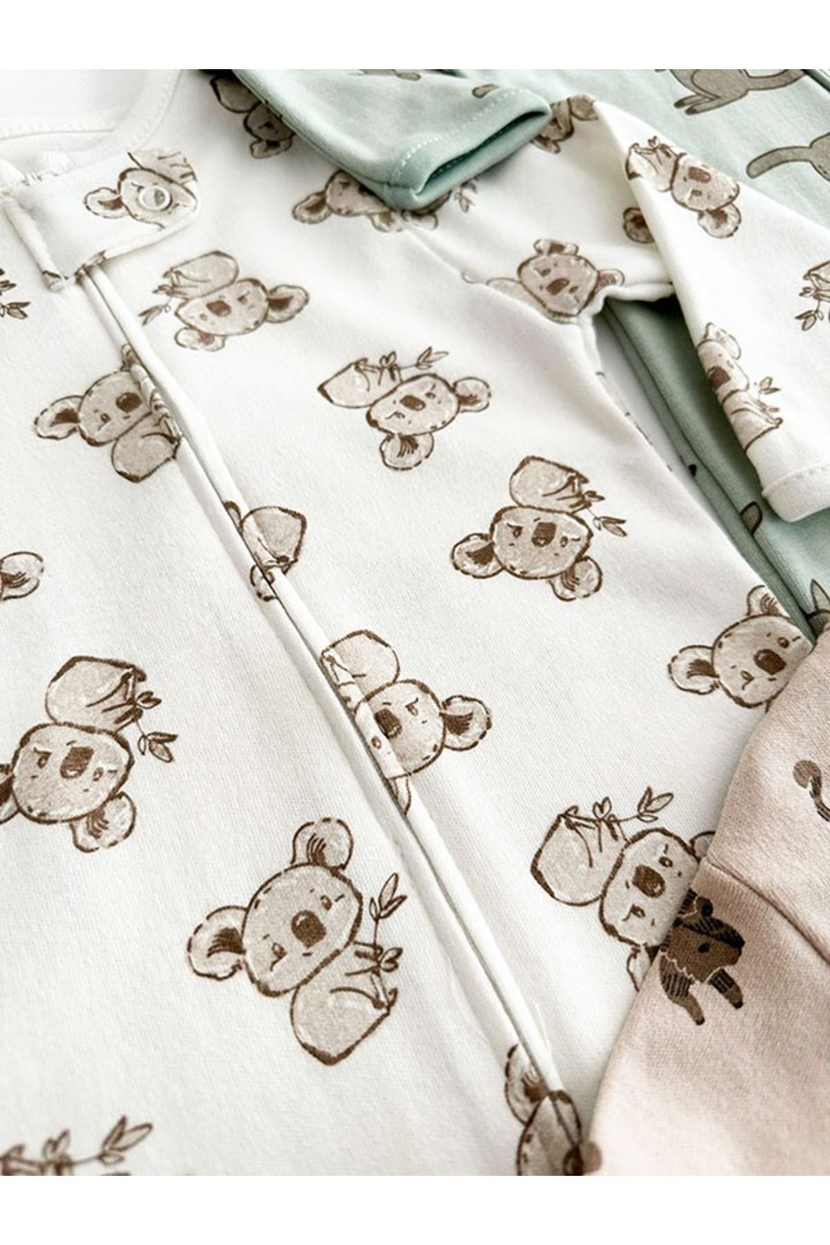 Anime Marketi-Unisex Baby Animal Print Jumpsuit Set 3 Pieces Jumpsuit 100% Cotton - Sleeping Bag 2
