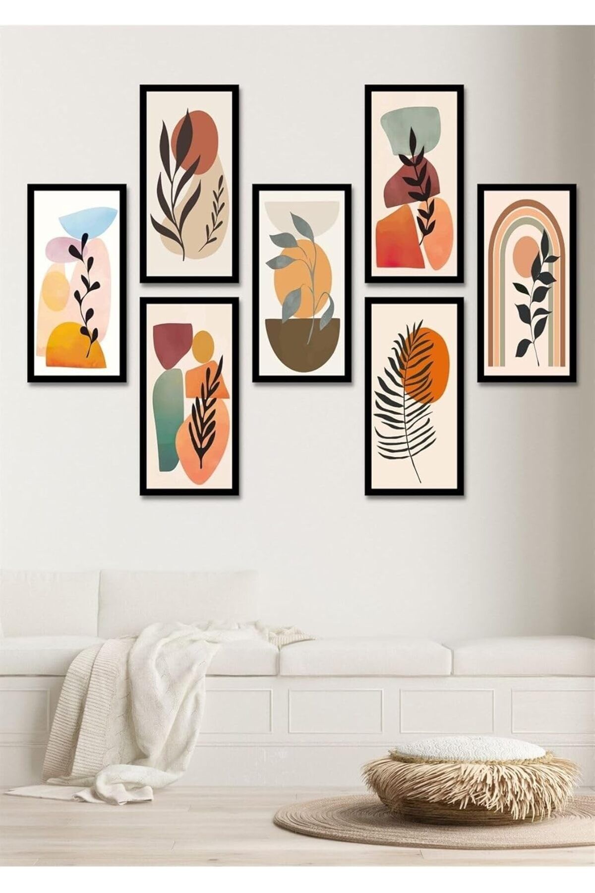 STOREMAX nffashopm Handmade 7 Parça Bohem Yapraklar Duvar Dekoru - Salon Oturma Yatak Odası Mutfak Ofis Ant