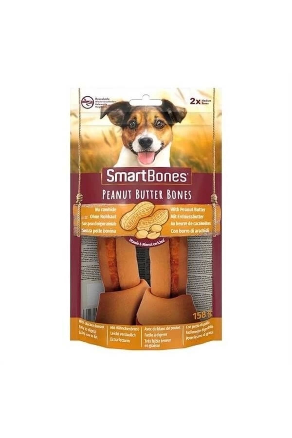 YNT İthalat Smart Bones Tavuklu Fıstık Ezmeli Düğüm Kemik Köpek Ödül Maması 2 Adet 158 Gr