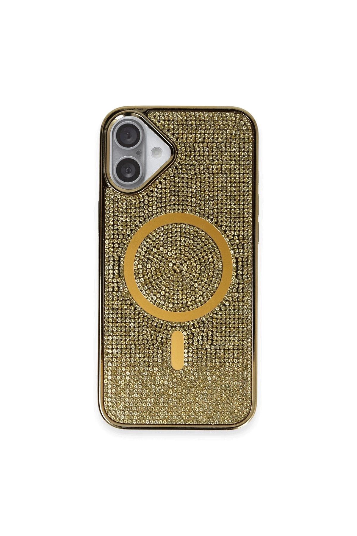NewFace iPhone 16 Kılıf Diamond Magsafe Kapak - Gold HNZRN