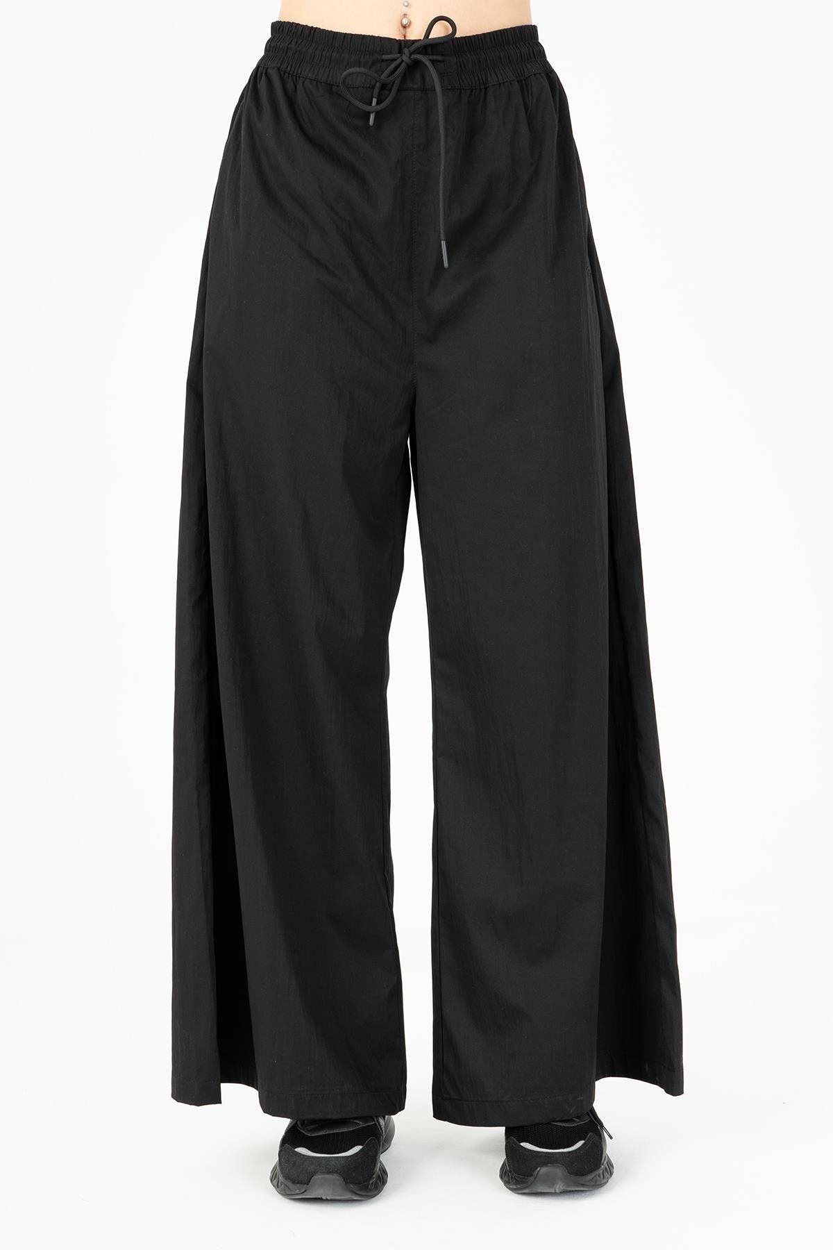 MARATON Comfort Kadın Bol Paça Siyah Pantolon 23004