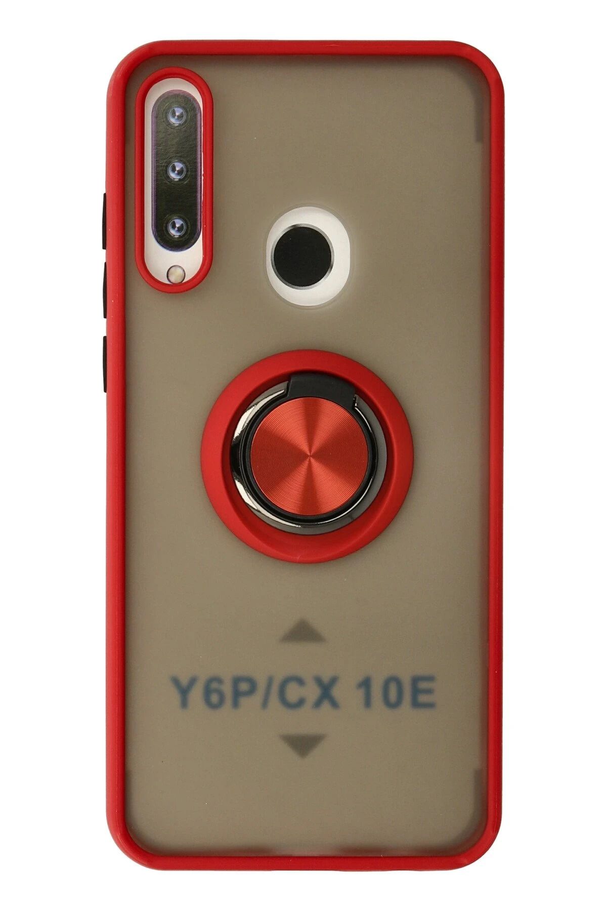 NewFace Huawei Y6P Kılıf Montreal Yüzüklü Silikon Kapak - Kırmızı INSLM