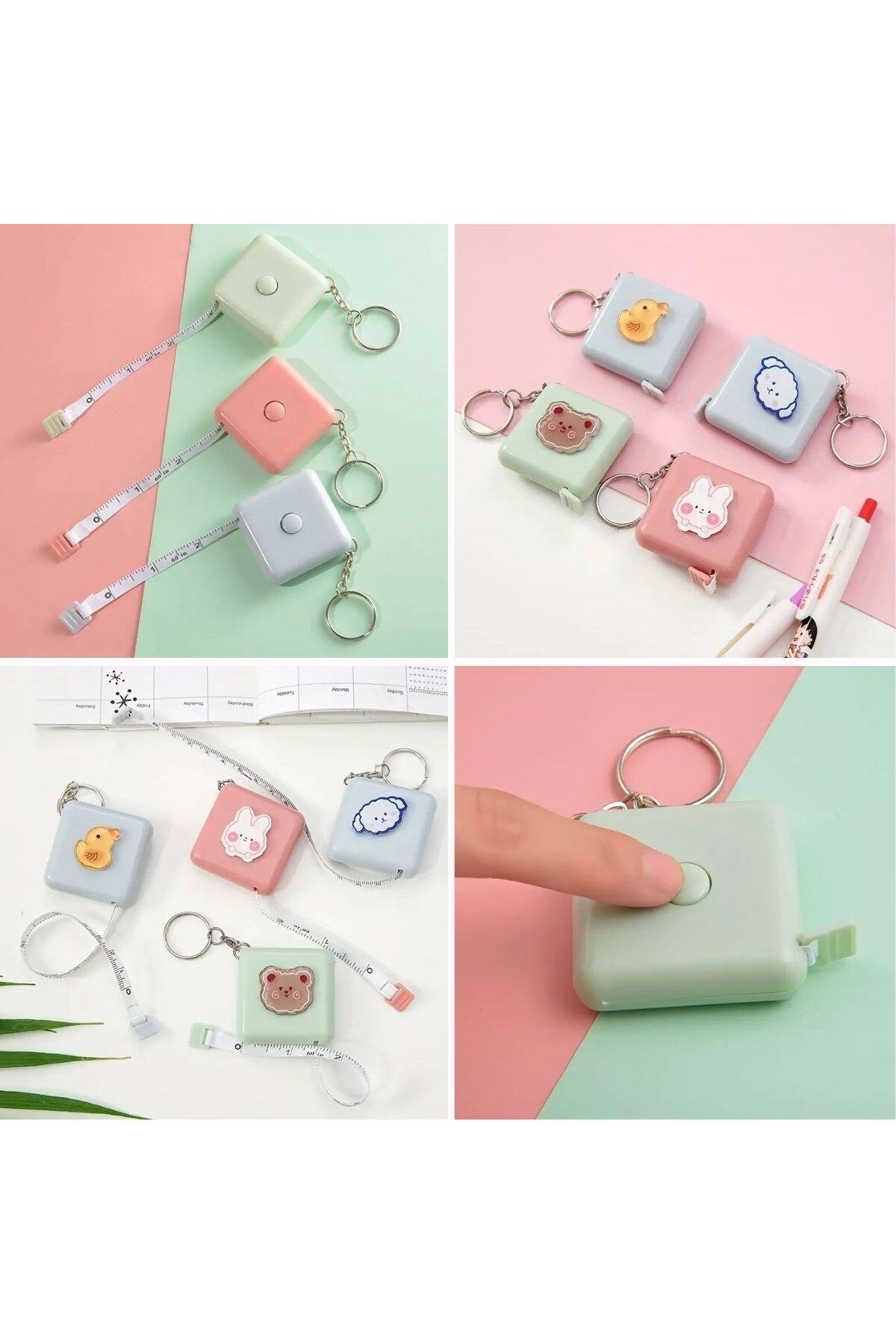 ATASAN River World 150 cm Uzunluğunda Mezura Çantada Taşınabilir Anahtarlıklı Ufak Boy Yumuşak Stickerli