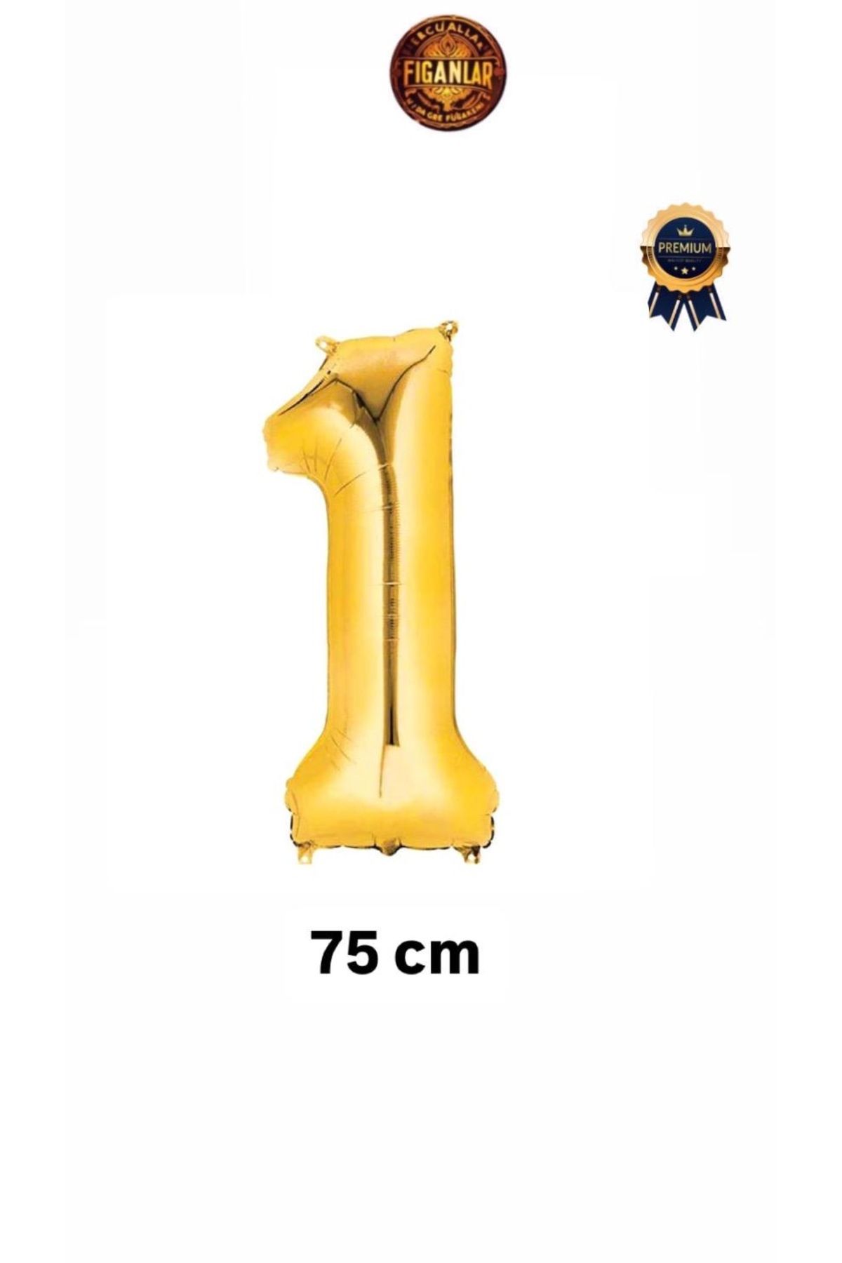 figanlar ambalaj Folyo Balon 1 yaş rakamı Helyum Balon 75cm gold renk (Balon pompası hediyedir)