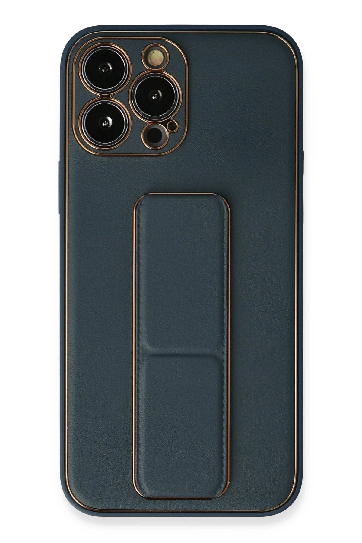 NewFace iPhone 13 Pro Kılıf Coco Deri Standlı Kapak - Mavi FERRG