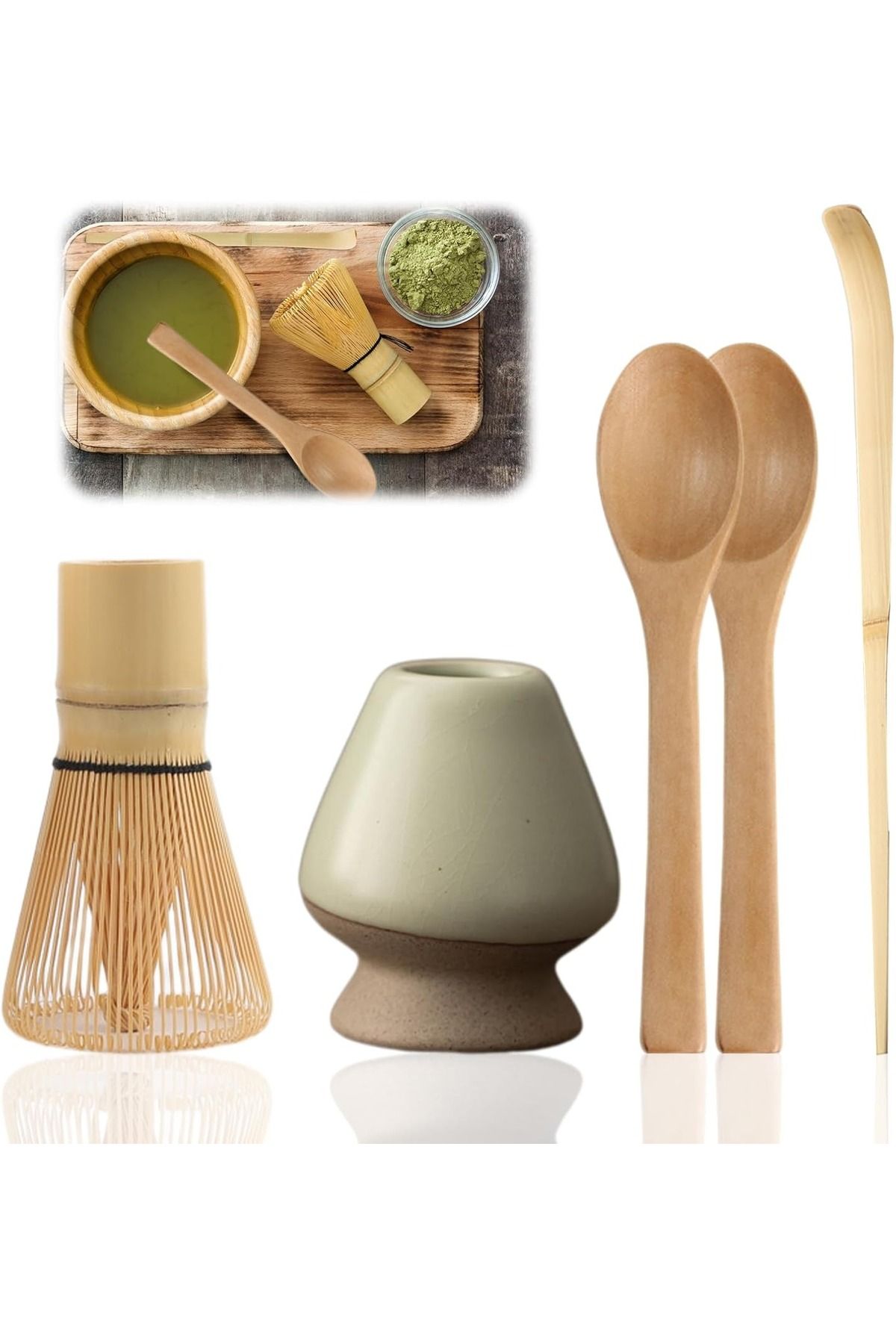 Osuter 5 Parça Japon Matcha Seti Bambu Kaşık Çırpıcı Seremoni Seti