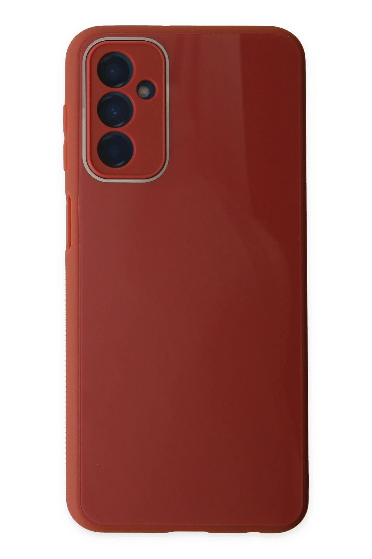 NewFace Samsung Galaxy M23 Kılıf Glass Kapak - Bordo INSLM