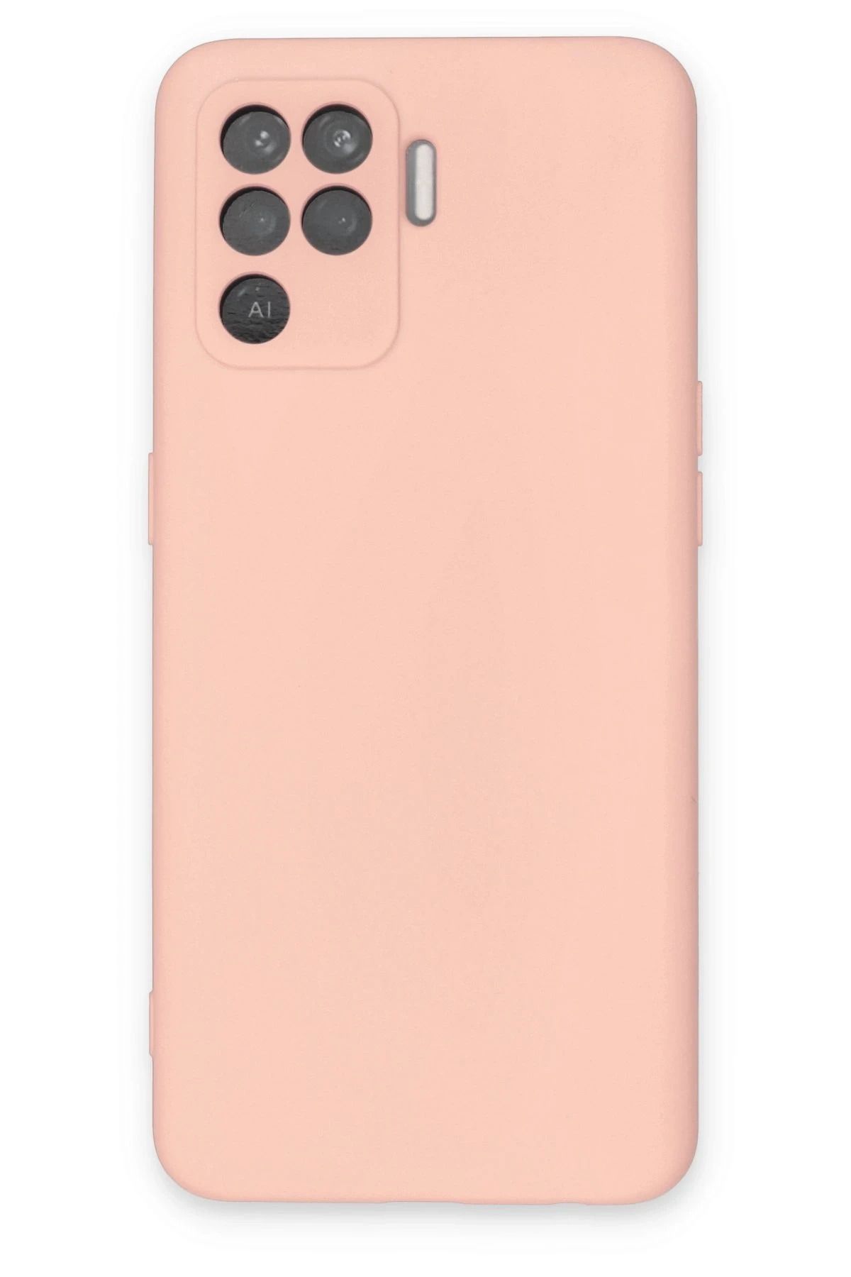 NewFace Reno 5 Lite Kılıf Nano içi Kadife Silikon - Pudra HNZRN