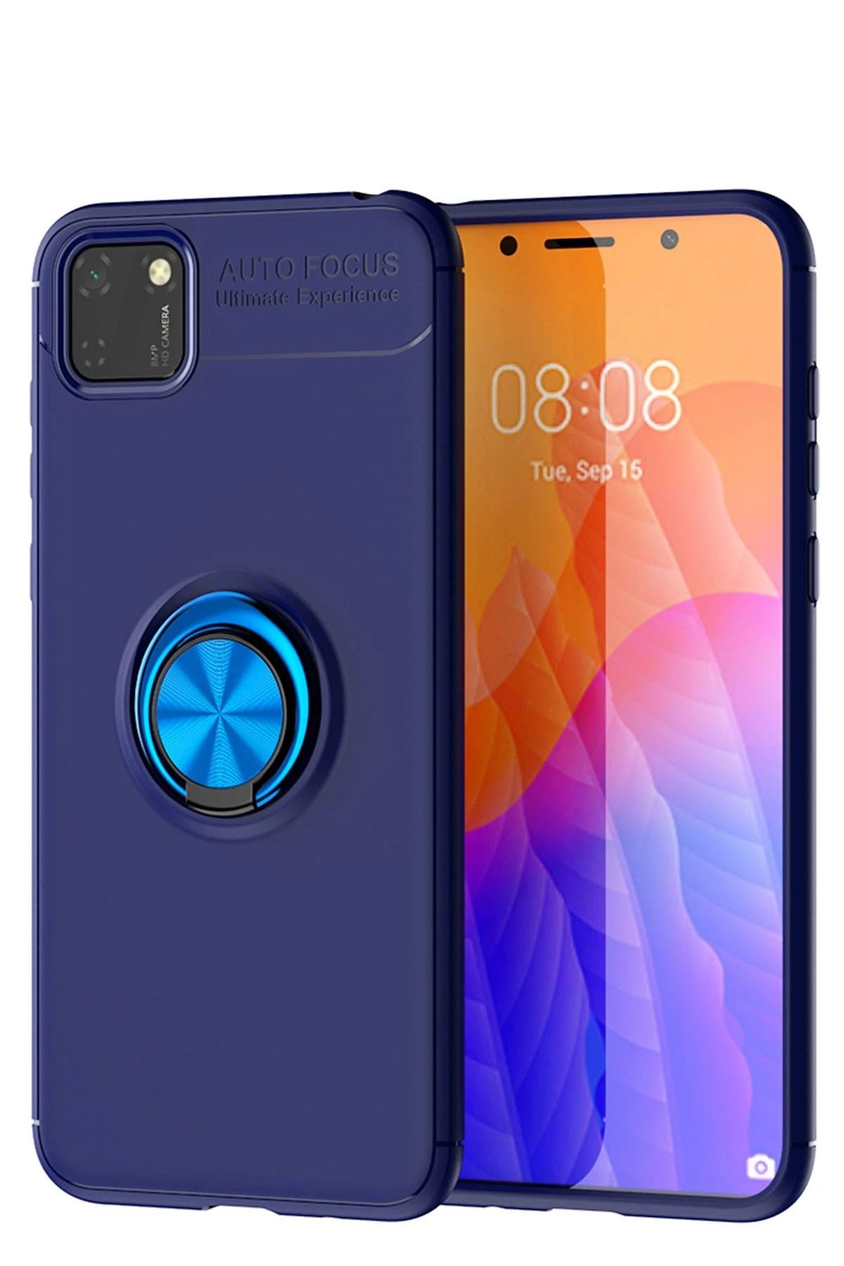NewFace Huawei Y5P Kılıf Range Yüzüklü Silikon - Mavi BSTMY
