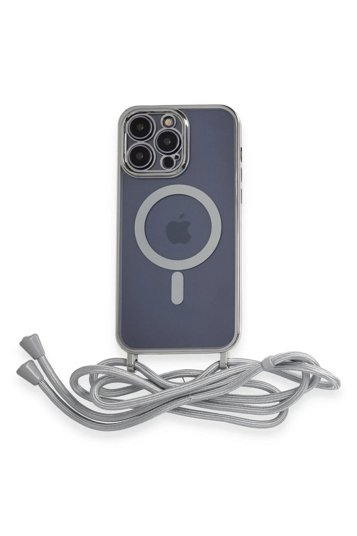 NewFace iPhone 12 Pro Kılıf Divo Lazer Askılı Magsafe Kapak - Gümüş JOJUA