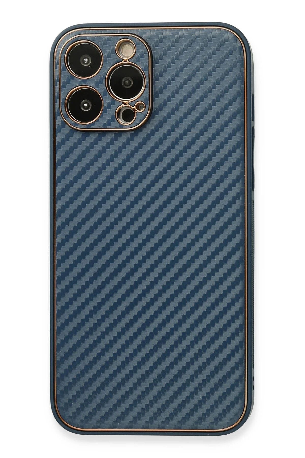 NewFace iPhone 13 Pro Max Kılıf Coco Karbon Silikon - Mavi JOJUA