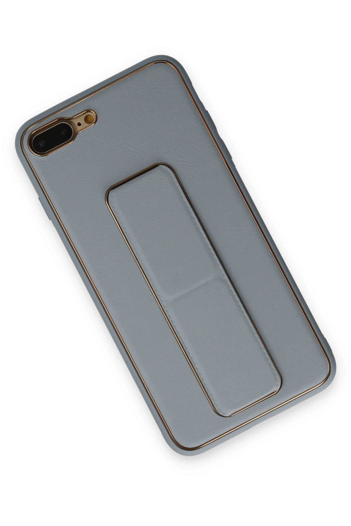 cepmoda iPhonE 7/8 PLUS | Coco STANDLI Deri Silikon Telefon Kılıfı - Lüx ve Dayanıklı Kapak | SKY BLUE