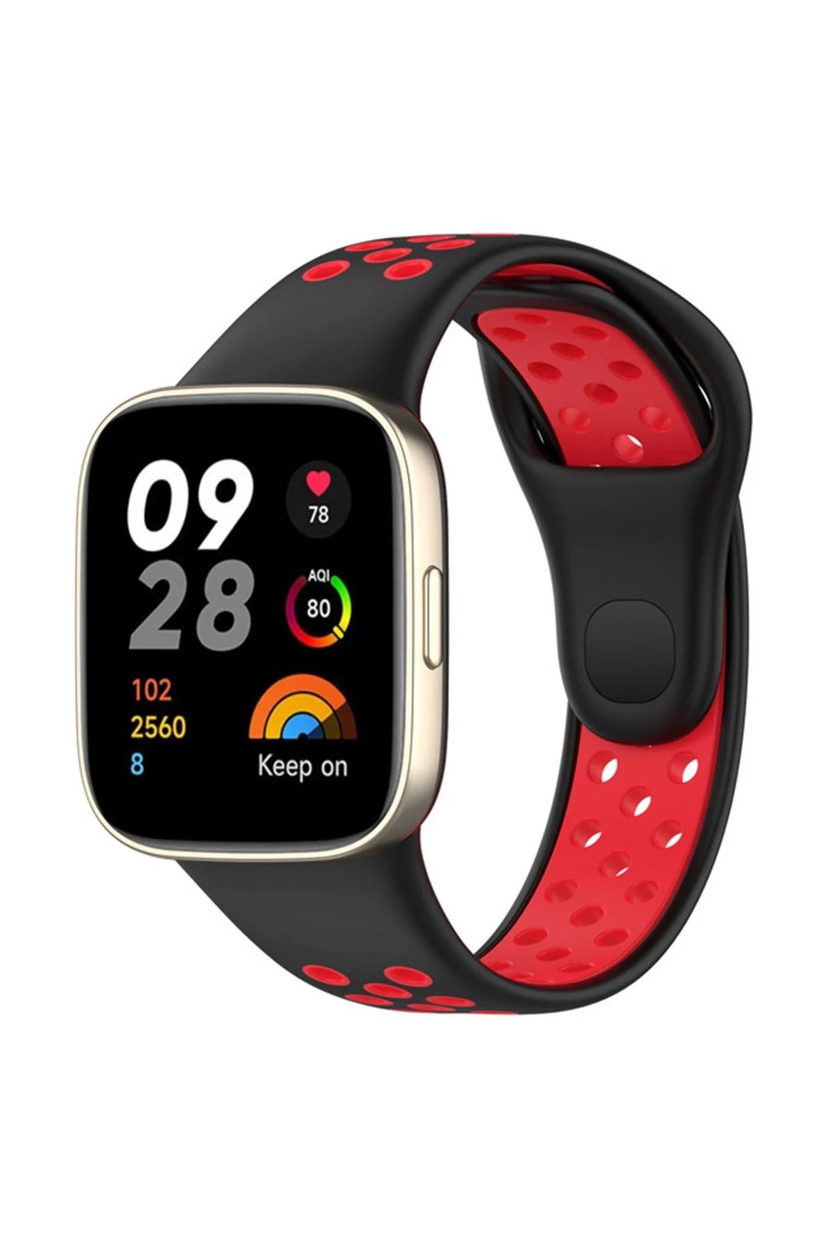 NewFace Xiaomi Redmi Watch 3 Spor Delikli Kordon - Siyah-Kırmızı INSLM