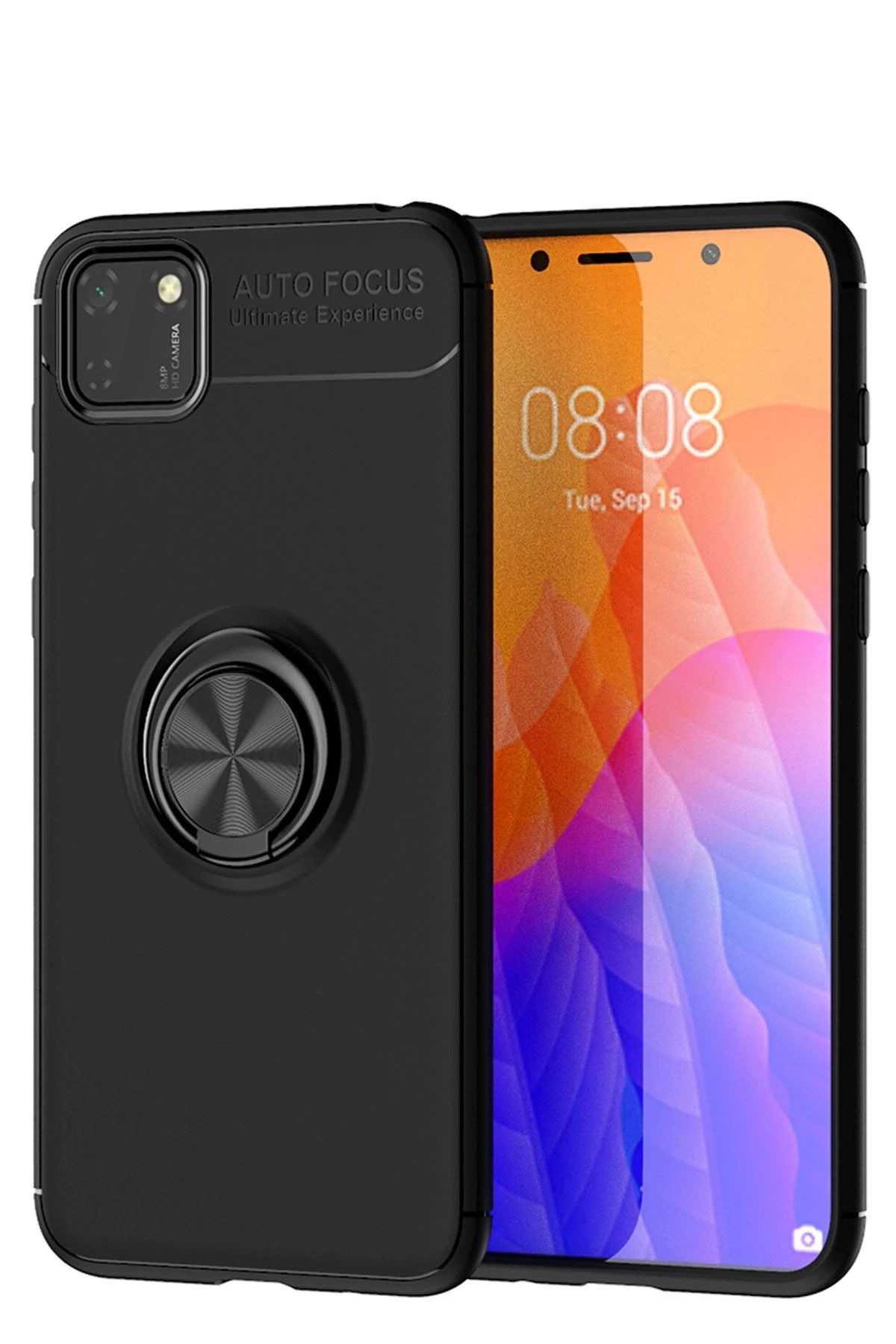 NewFace Huawei Y5P Kılıf Range Yüzüklü Silikon - Siyah FLKRY