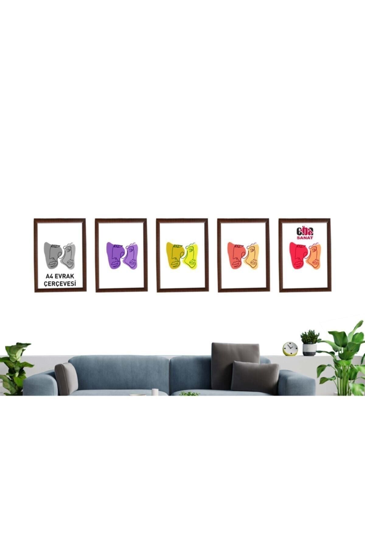 AS TİCARET A4 (21 Cm X 29.7 Cm) Çerçeve Ceviz 5 Li Set