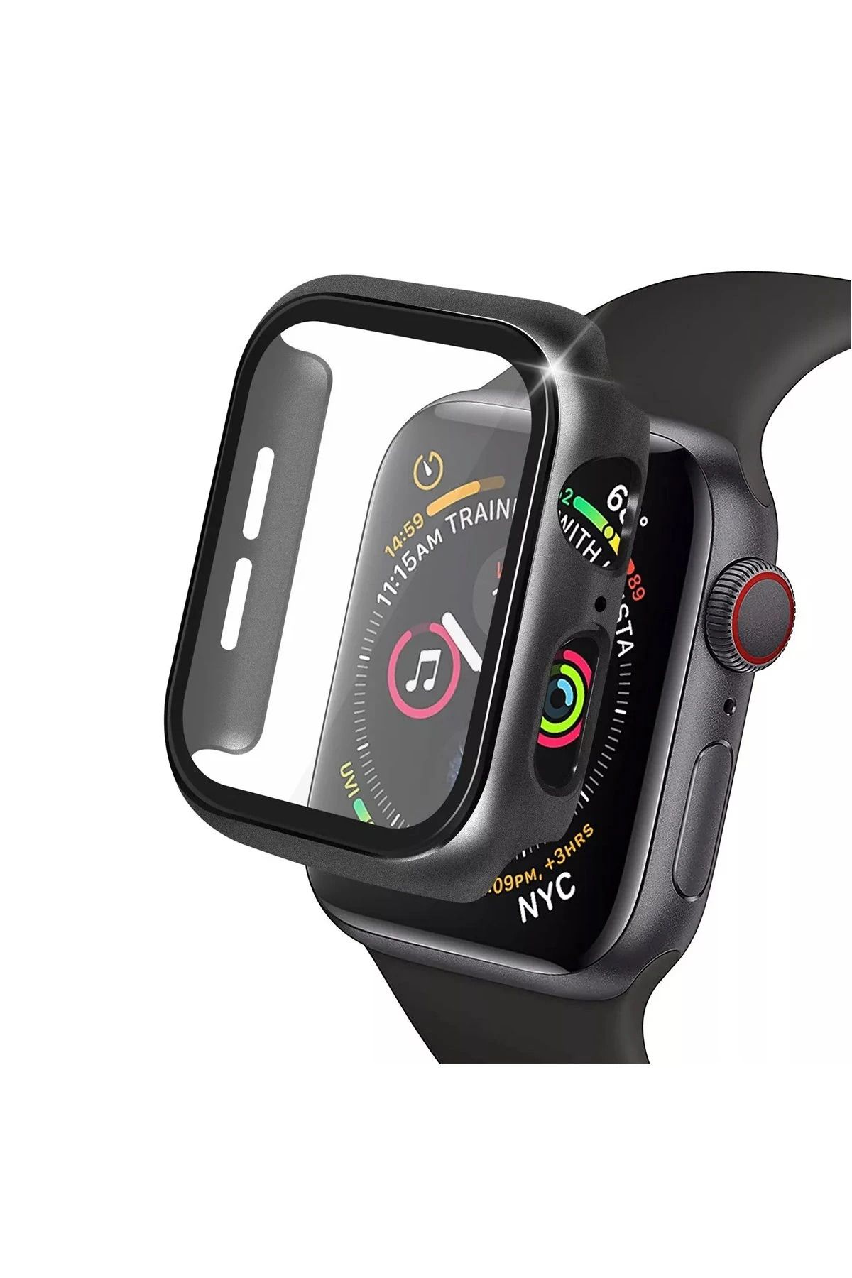 NewFace Apple Watch 40mm Camlı Kasa Ekran Koruyucu - Siyah LZWDR