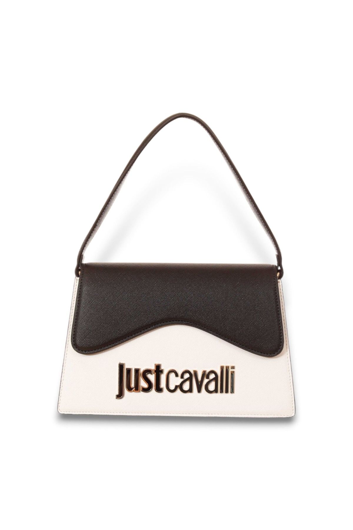 Just Cavalli Kadın Jc Yazı Logo El Çantası - Beyaz/Siyah