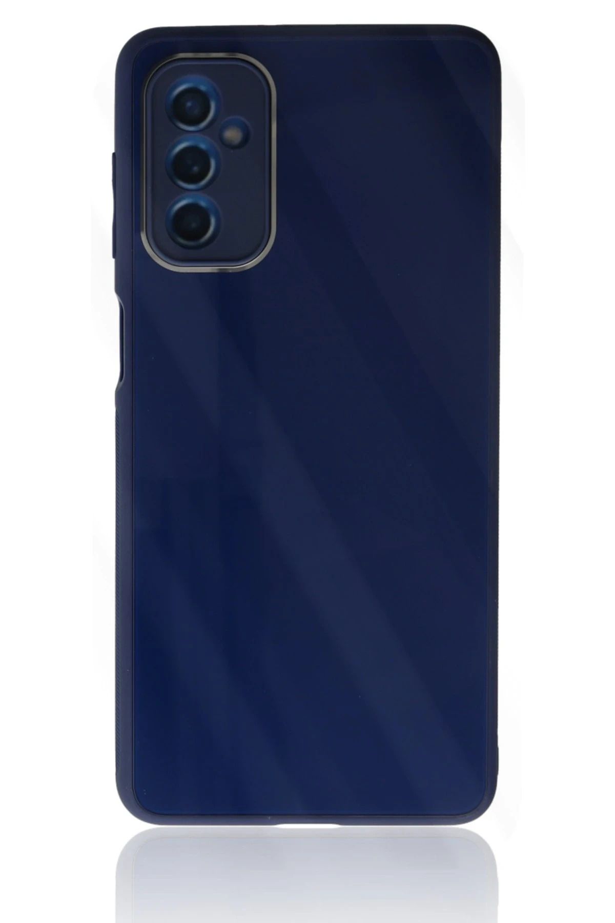 NewFace Samsung Galaxy M52 5G Kılıf Glass Kapak - Lacivert INSLM