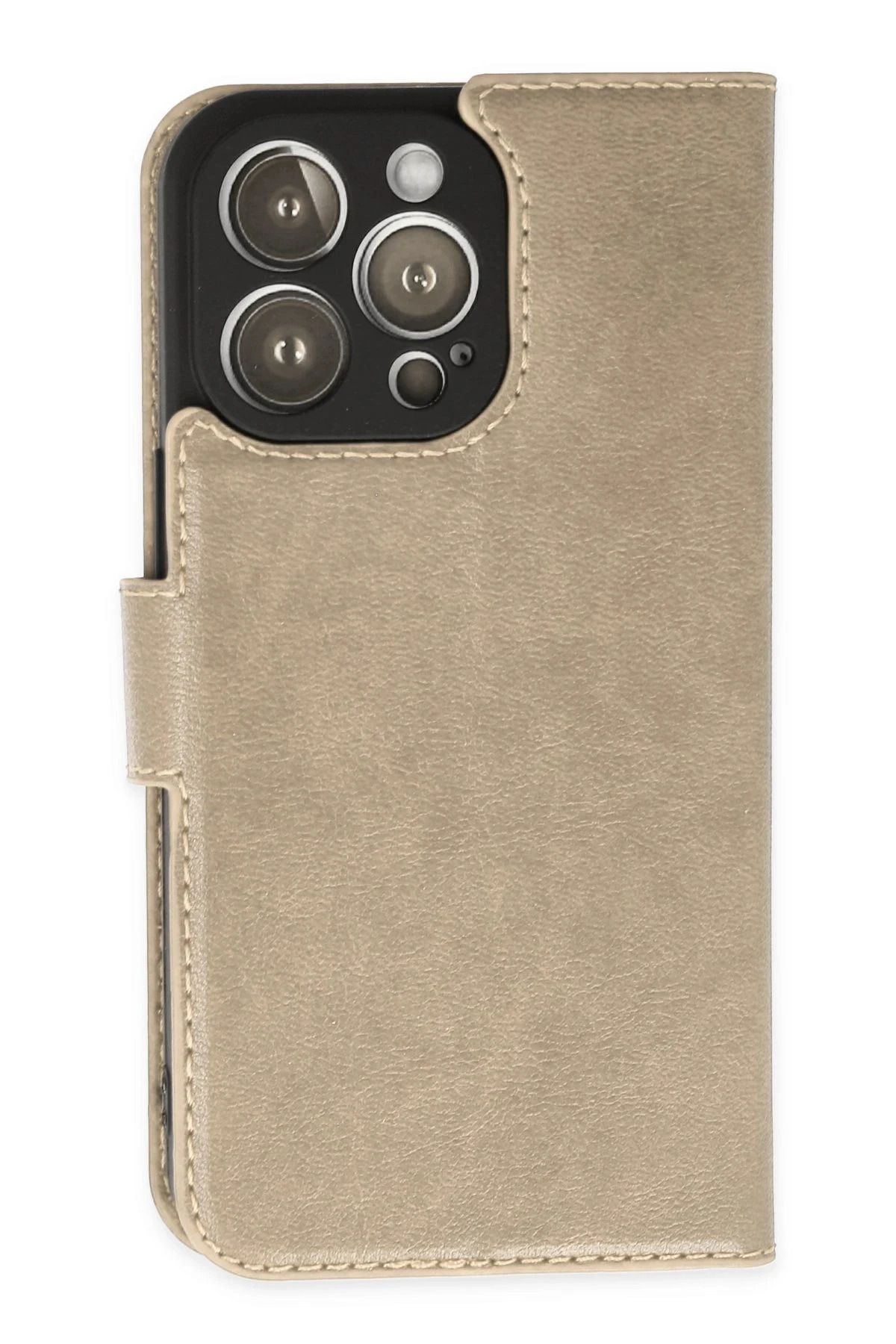 NewFace iPhone 14 Pro Max Kılıf Trend S Plus Kapaklı Kılıf - Gold NRMSA