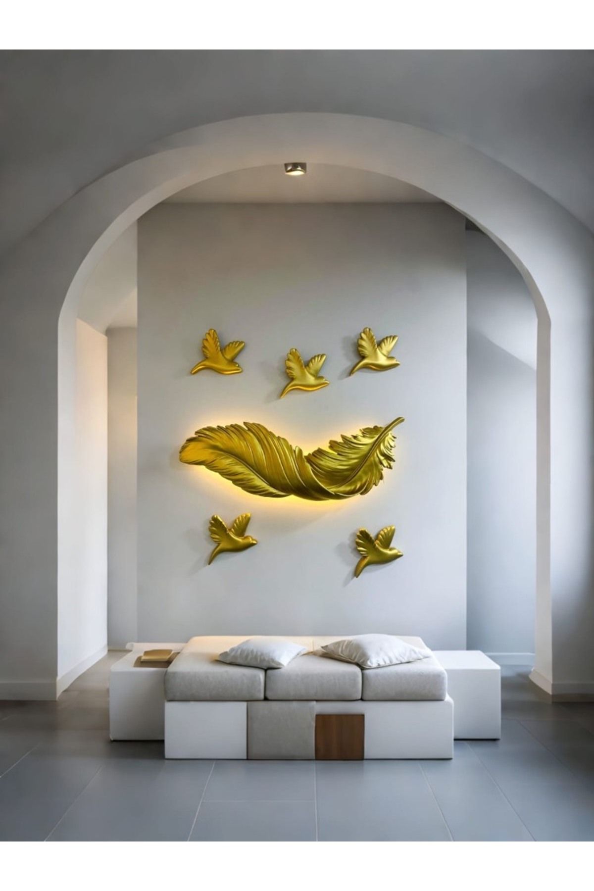Benim Denim Kuşlu gold tüy Aplik