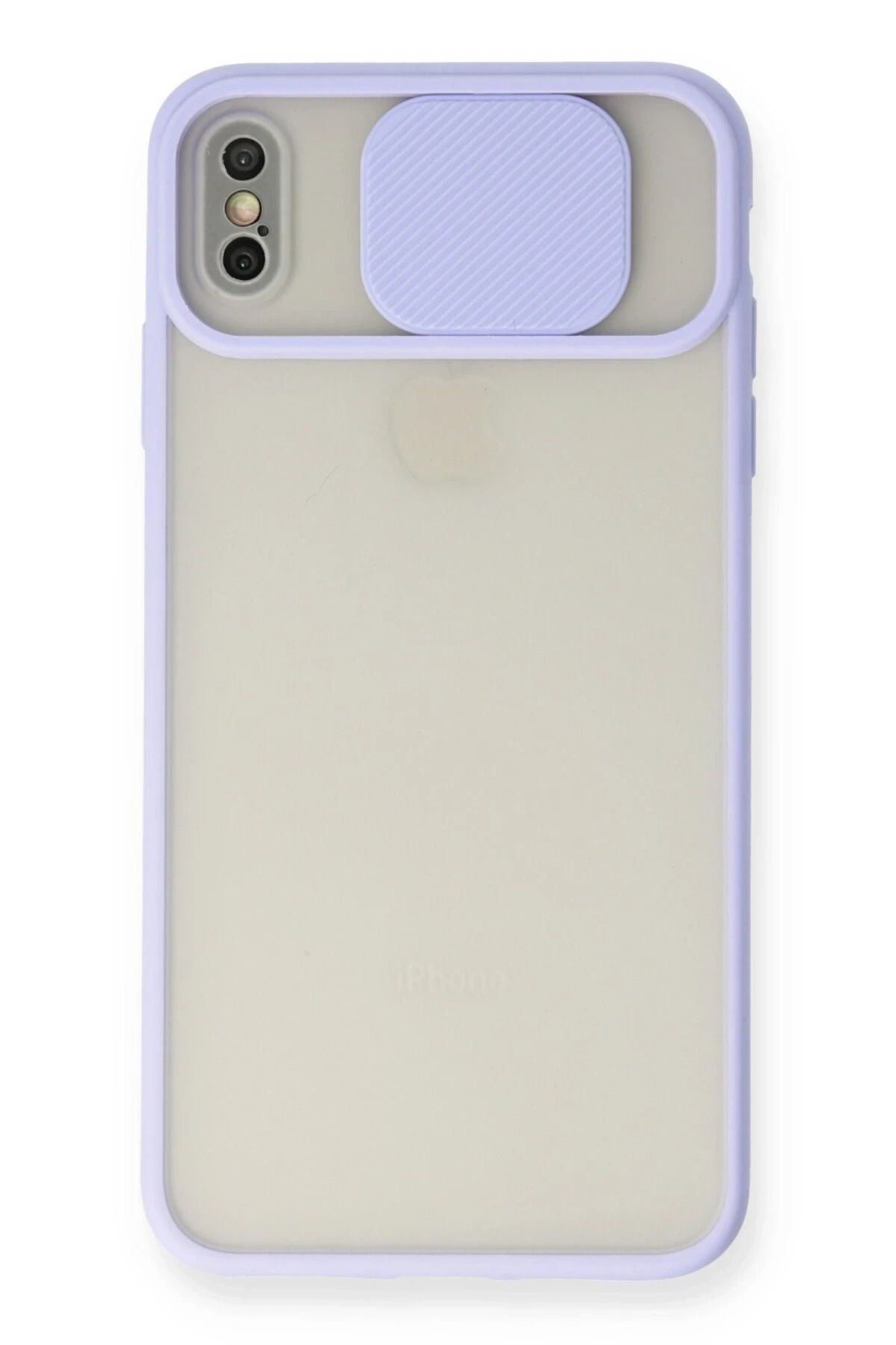 NewFace iPhone X Kılıf Palm Buzlu Kamera Sürgülü Silikon - Lila DPMAH