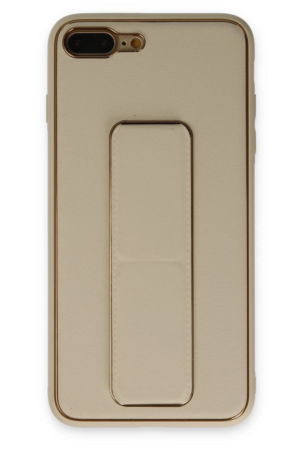 NewFace iPhone 7 Plus Kılıf Coco Deri Standlı Kapak - Gold JOJUA