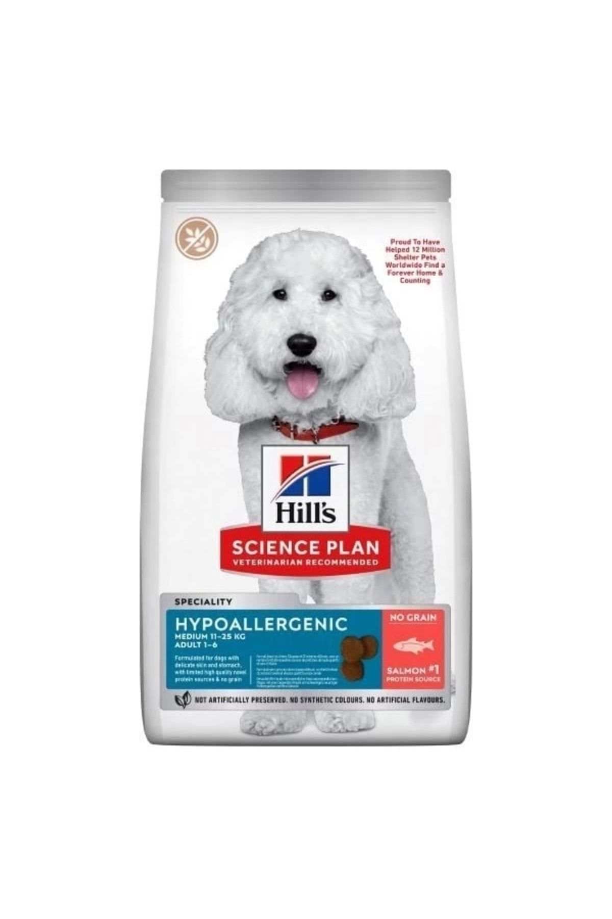 YNT İthalat Hill's Science Plan Hypoallergenic Somonlu Orta Irk Yetişkin Tahılsız Köpek Maması 10+2 Kg Hediyeli
