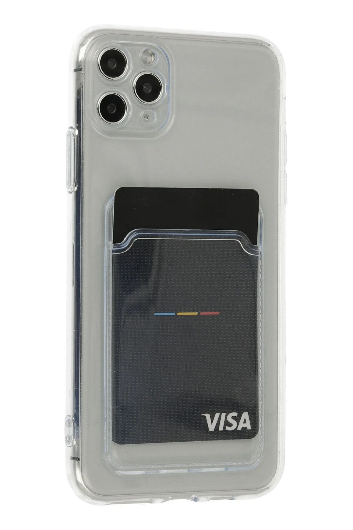 NewFace iPhone 11 Pro Max Kılıf Kart Şeffaf Silikon - Şeffaf JOJUA