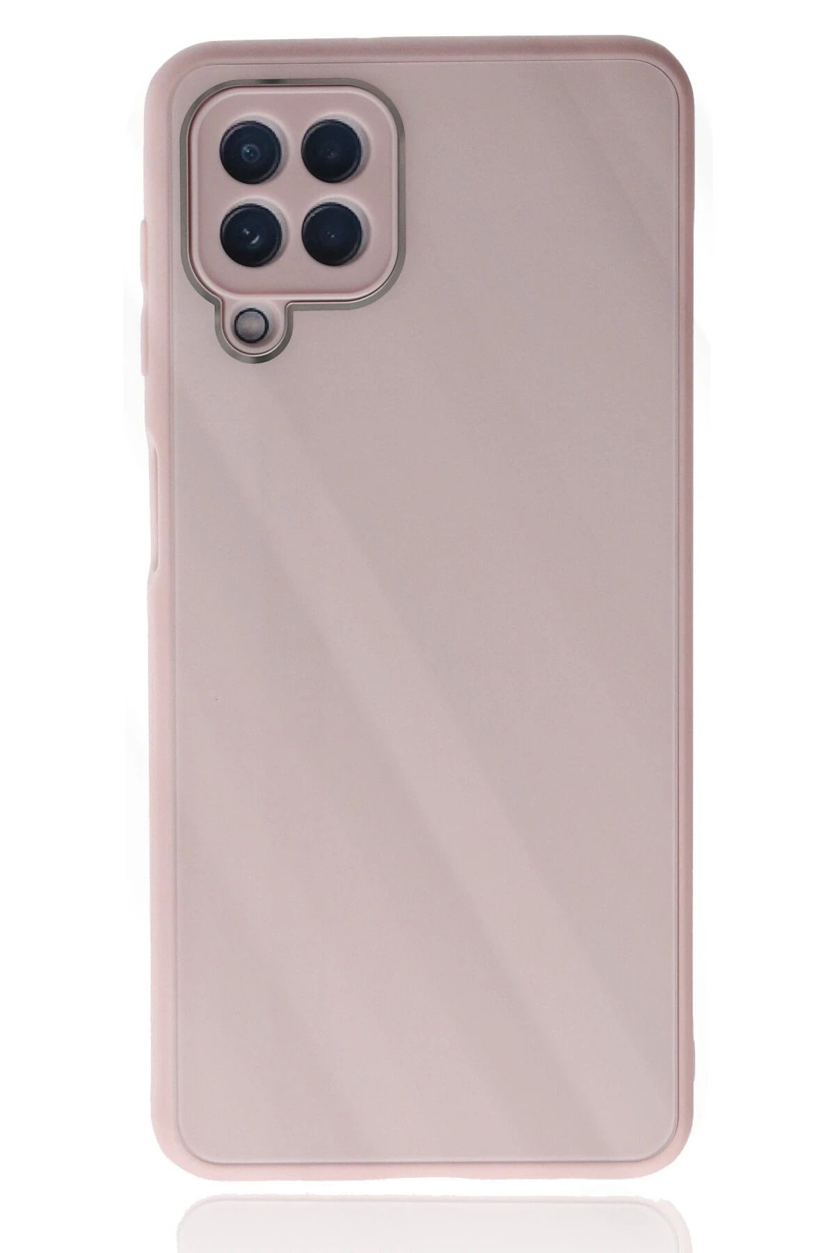 NewFace Samsung Galaxy A22 Kılıf Glass Kapak - Pembe INSLM