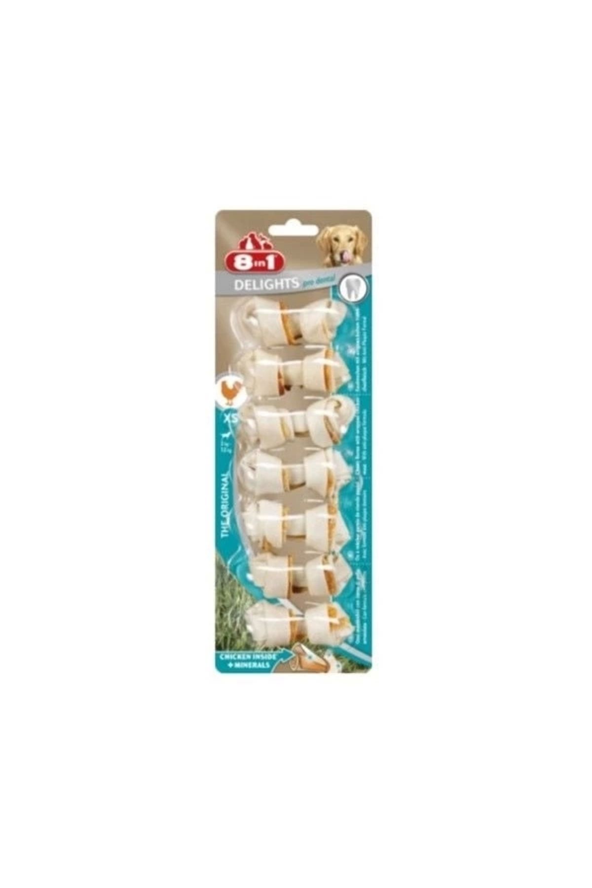 YNT İthalat 8 in 1 Delights Pro Dental Tavuk Düğümlü Köpek Kemik Ödülü Xsmall 7x84 Gr