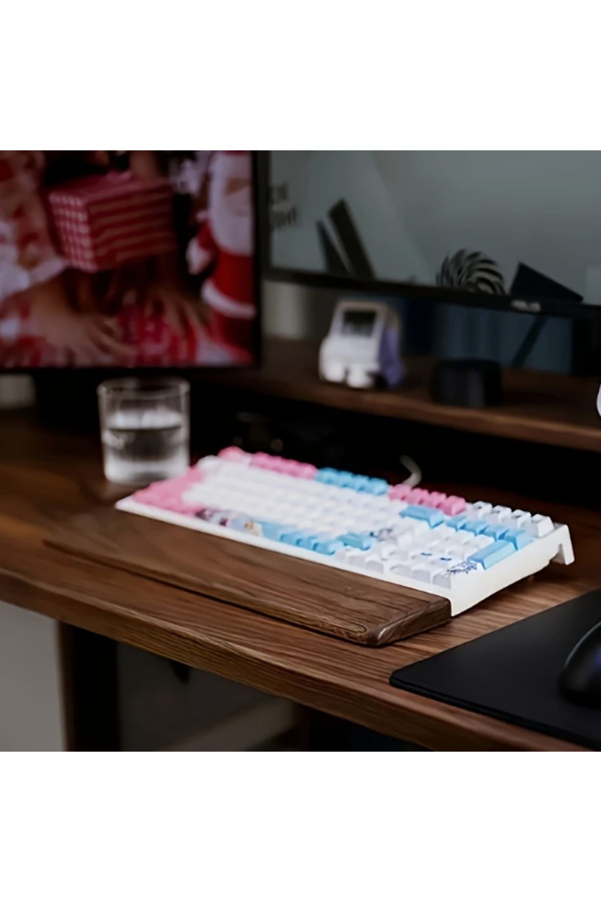 TEKNATURE Doğal Ahşap Klavye Bilek Desteği Ergonomik (44 X 9 CM)