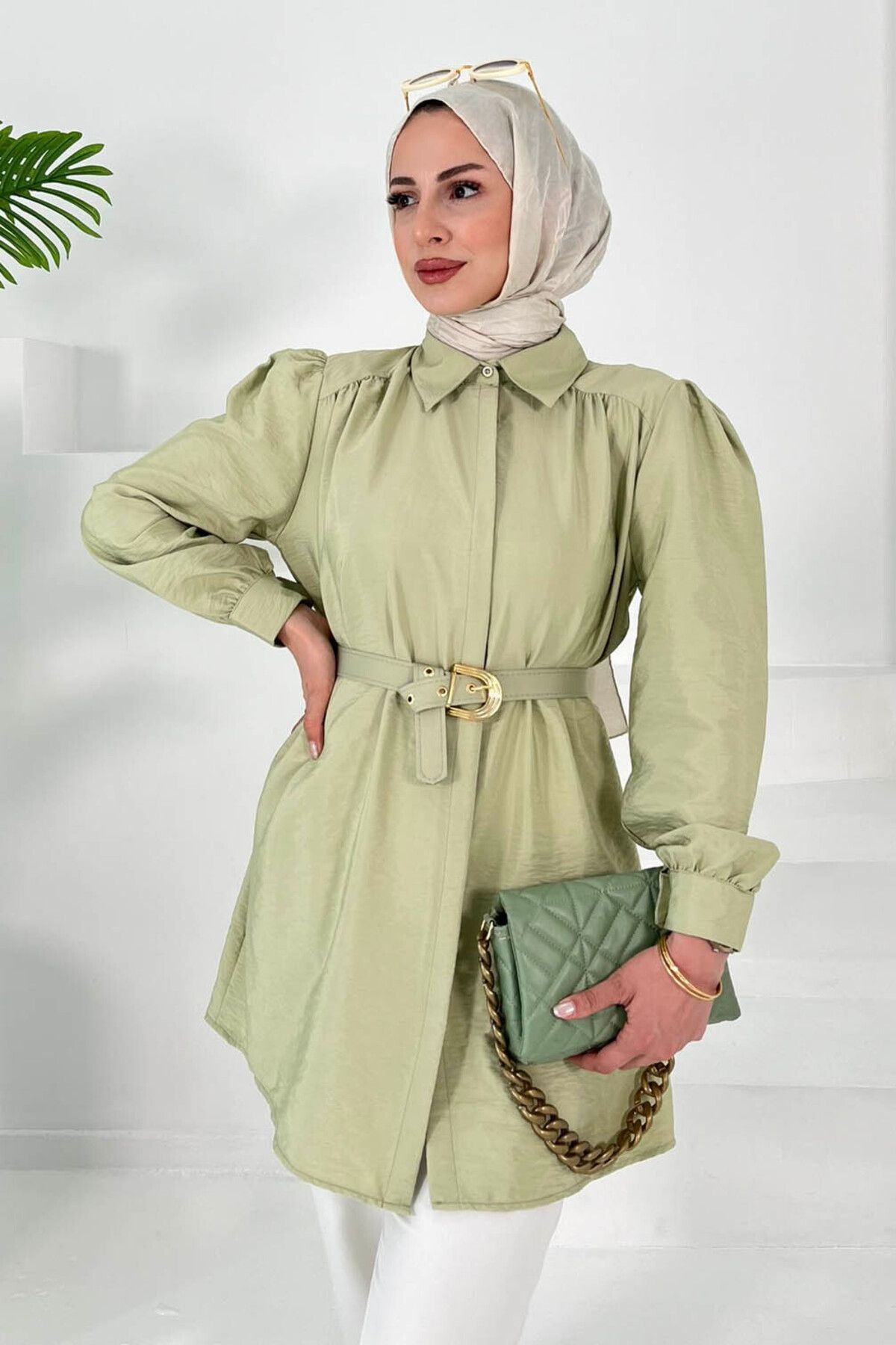 TOFİSA Kemerli Tunik Haki - 27002