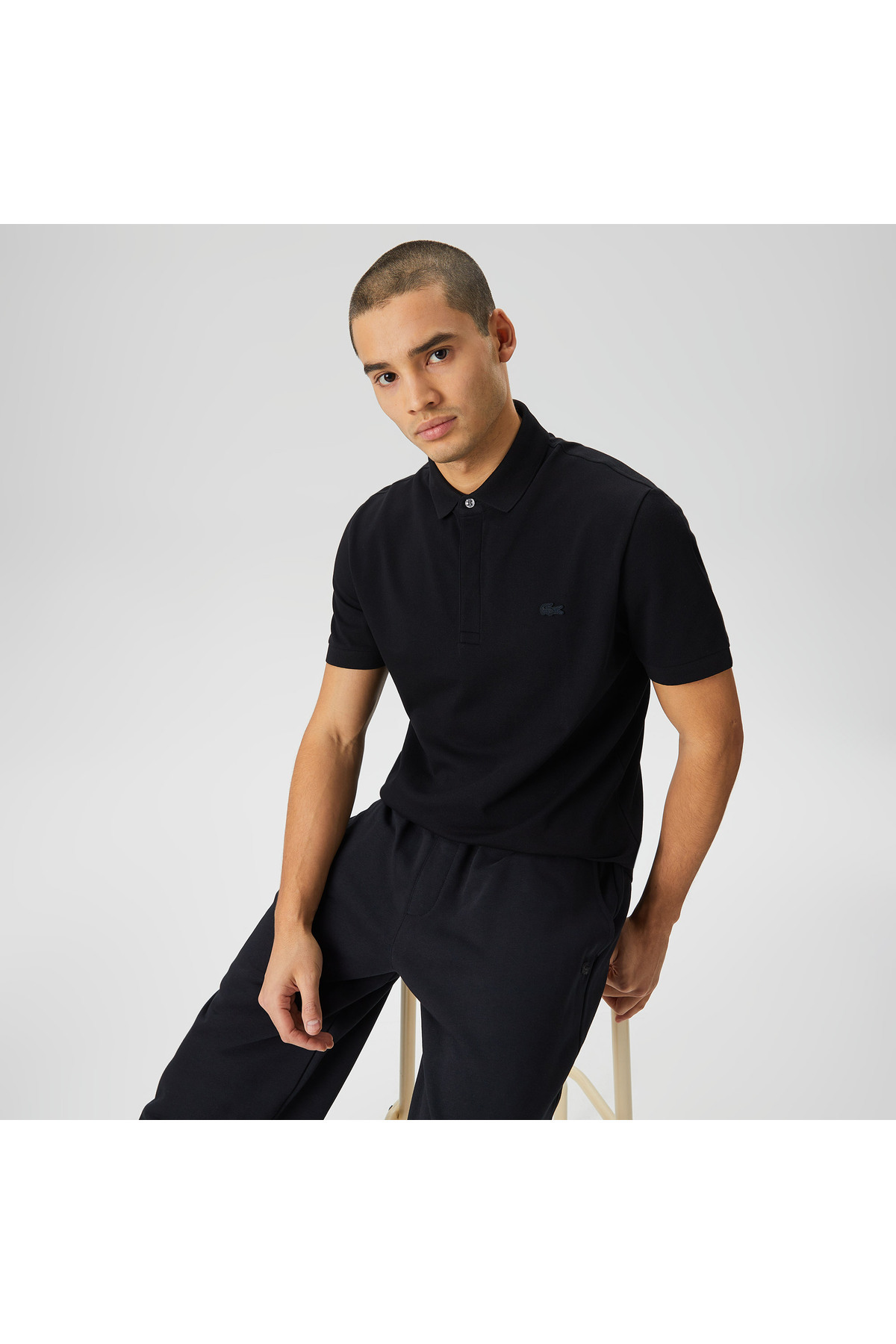 L.12.12 Erkek Classic Fit Siyah Polo