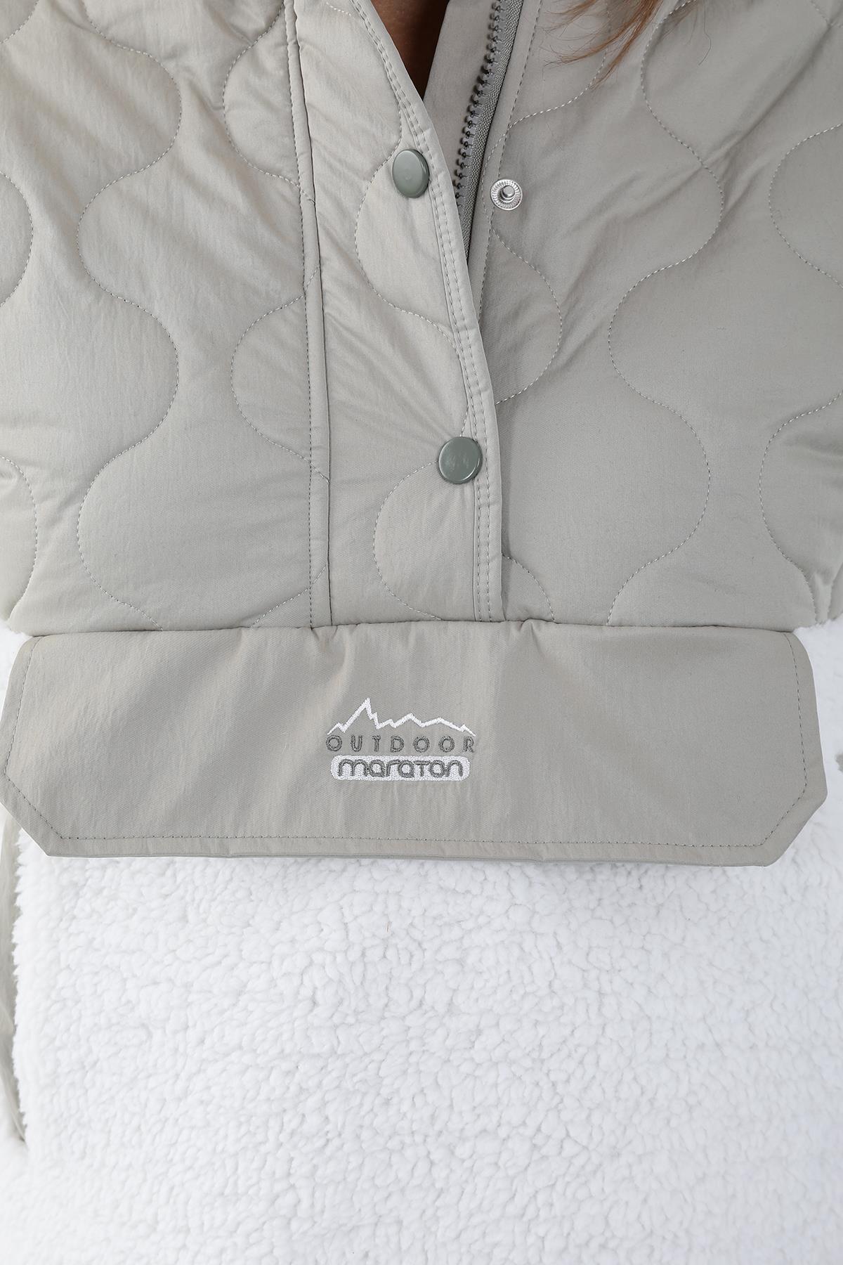MARATON Comfort Kadın Kapüşonlu Ekru Sweatshirt görsel 6