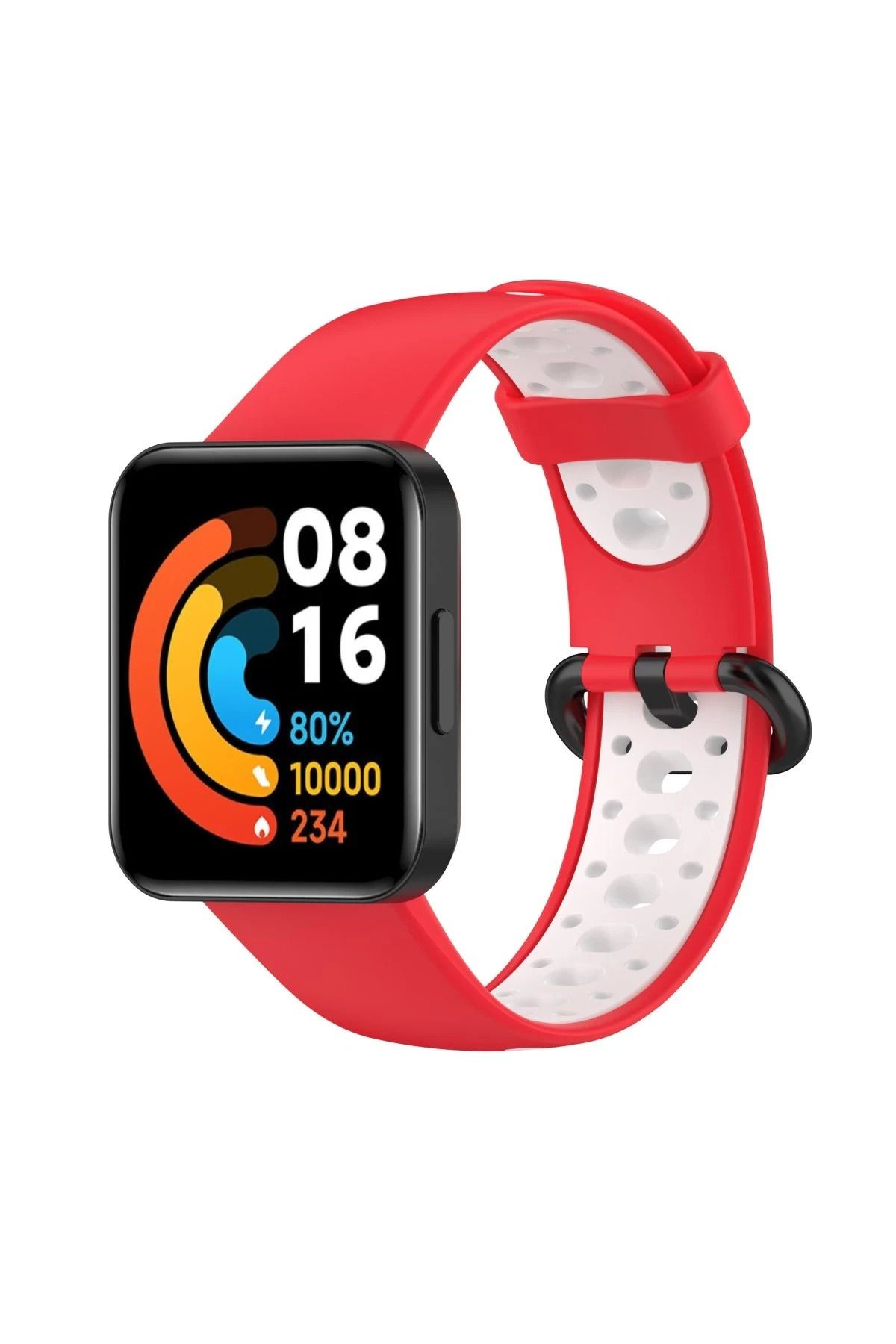 NewFace Xiaomi Redmi Watch 2 Spor Delikli Kordon - Kırmızı-Beyaz HNZRN