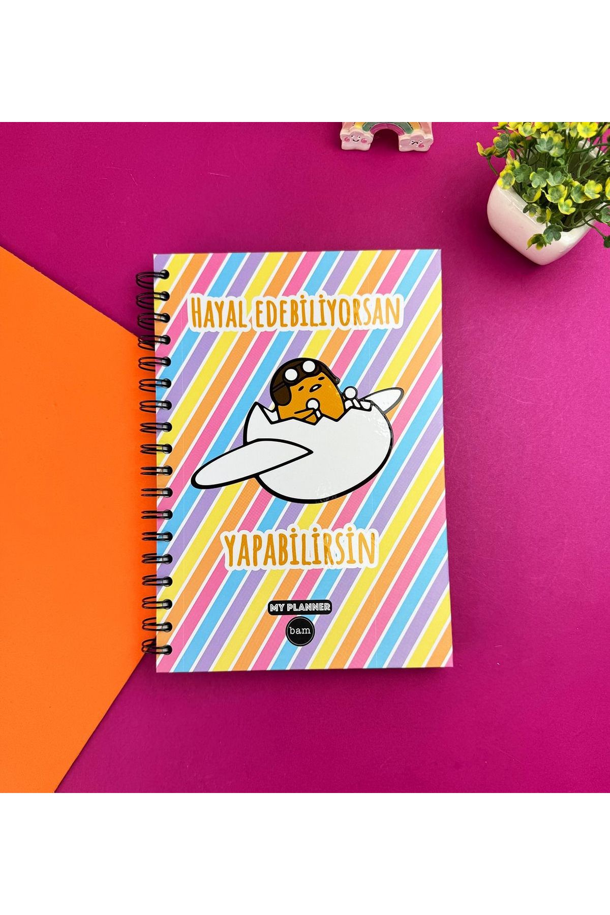 hediyeofisi Hayal Edebiliyorsan Yapabilirsin Tasarımlı | Sticker'lı Süresiz Konuşan Ajanda Haftalık Planlayıcı
