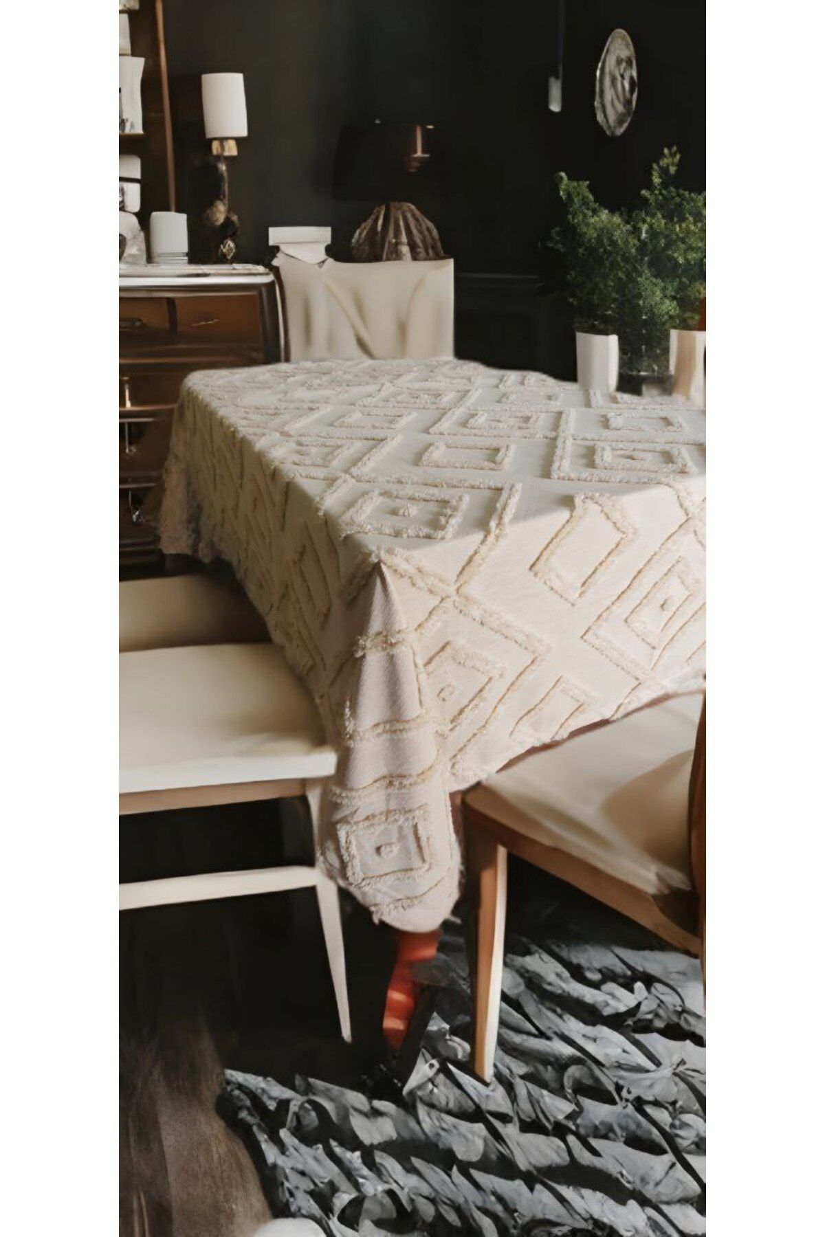 ZADA HOME Ponponlu Masa Örtüsü bir parça ölçüm ( 160 x 220 ) santim sofra masası new