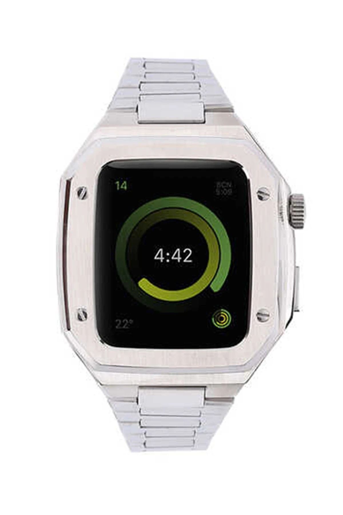 NewFace Apple Watch 44mm Metal Petek Kasalı Kordon - Gümüş LZWDR