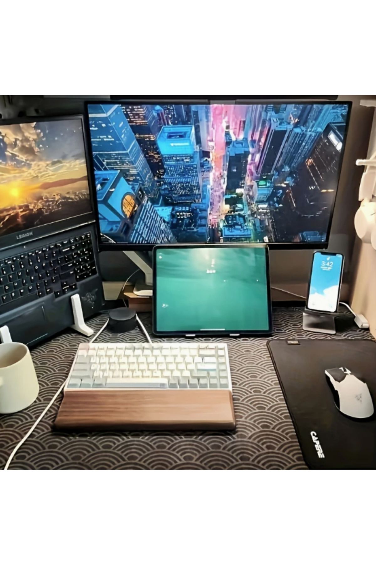 TEKNATURE Doğal Ahşap Klavye Bilek Desteği Ergonomik (33 X 9 CM)