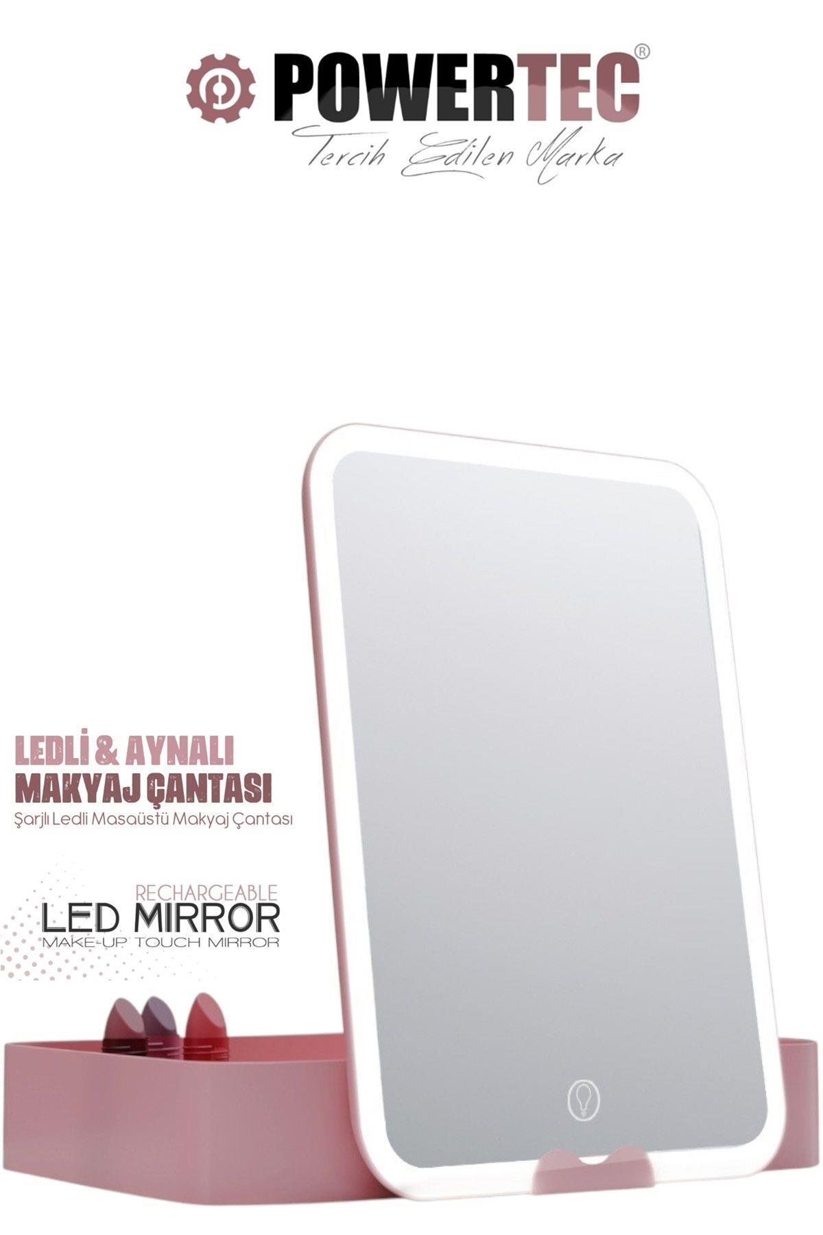POWERTEC Tr-130 Şarjlı Ledli & Aynalı Taşınabilir Makyaj Çantası