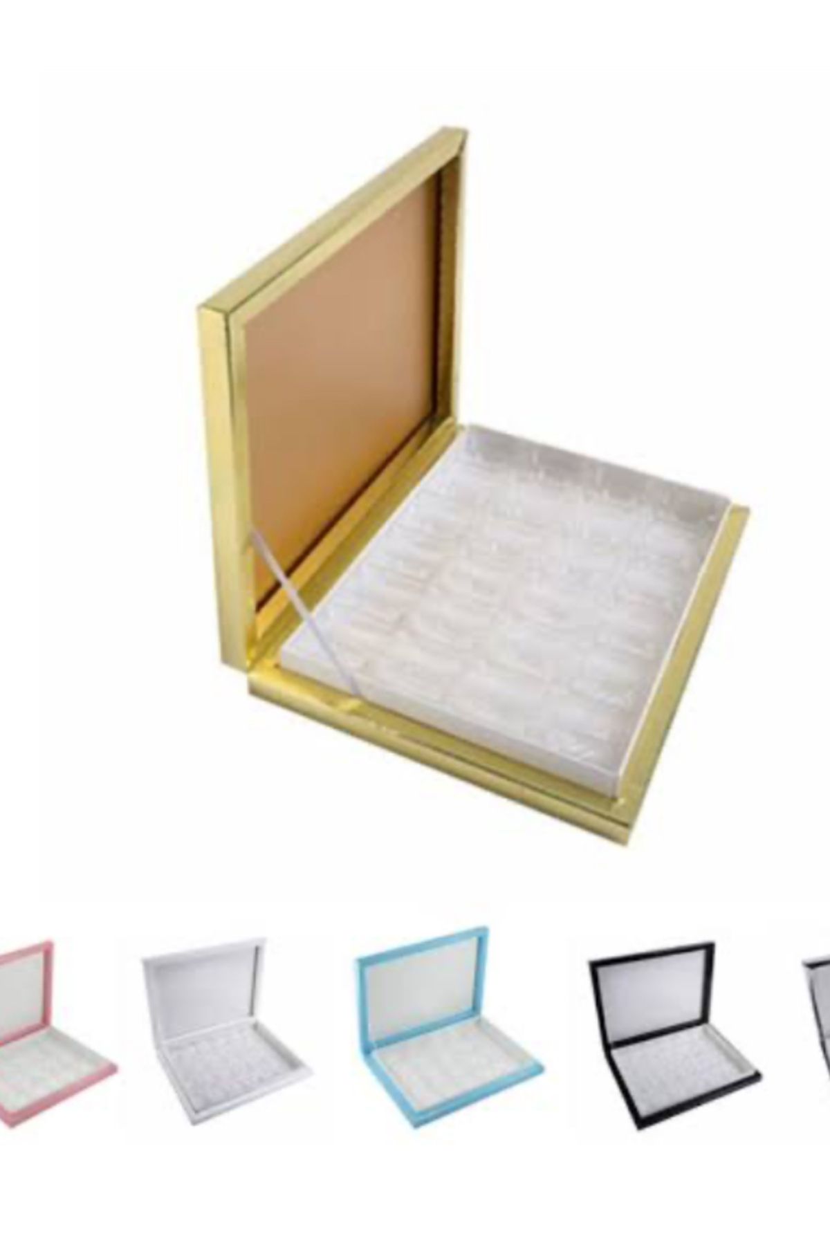 Çemrek Süs Parti Gold Kare Çikolata Kutusu Karton Çikolata Kutusu 22 cm 16 Bölmeli