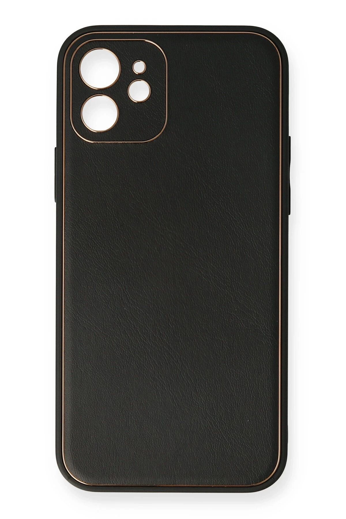 NewFace iPhone 12 Kılıf Coco Deri Silikon Kapak - Siyah FERRG