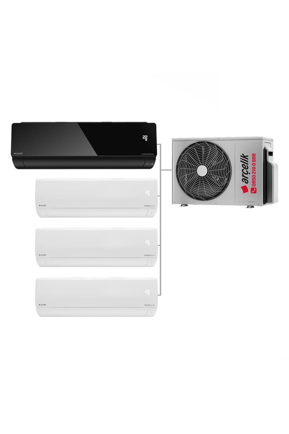 Arçelik Karma Multi Sistem Duvar Tipi 4+1 İnverter 12 BTU (Siyah) 9+9+9 BTU (Beyaz) - 24000 BTU Dış
